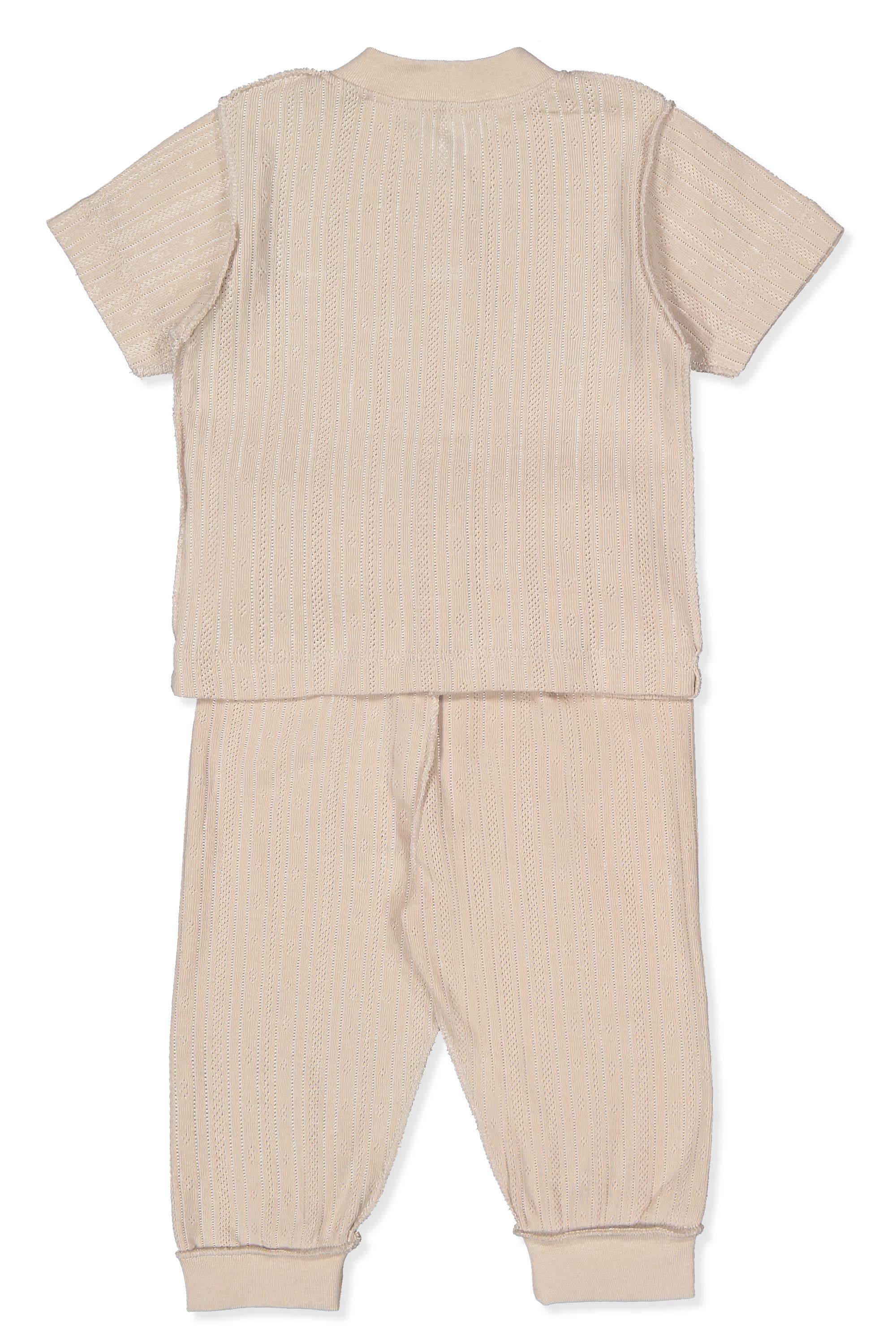 DIŞ DİKİŞ AJURLU PATİKSİZ MİNİ PİJAMA (BASIC/25) BEJ
