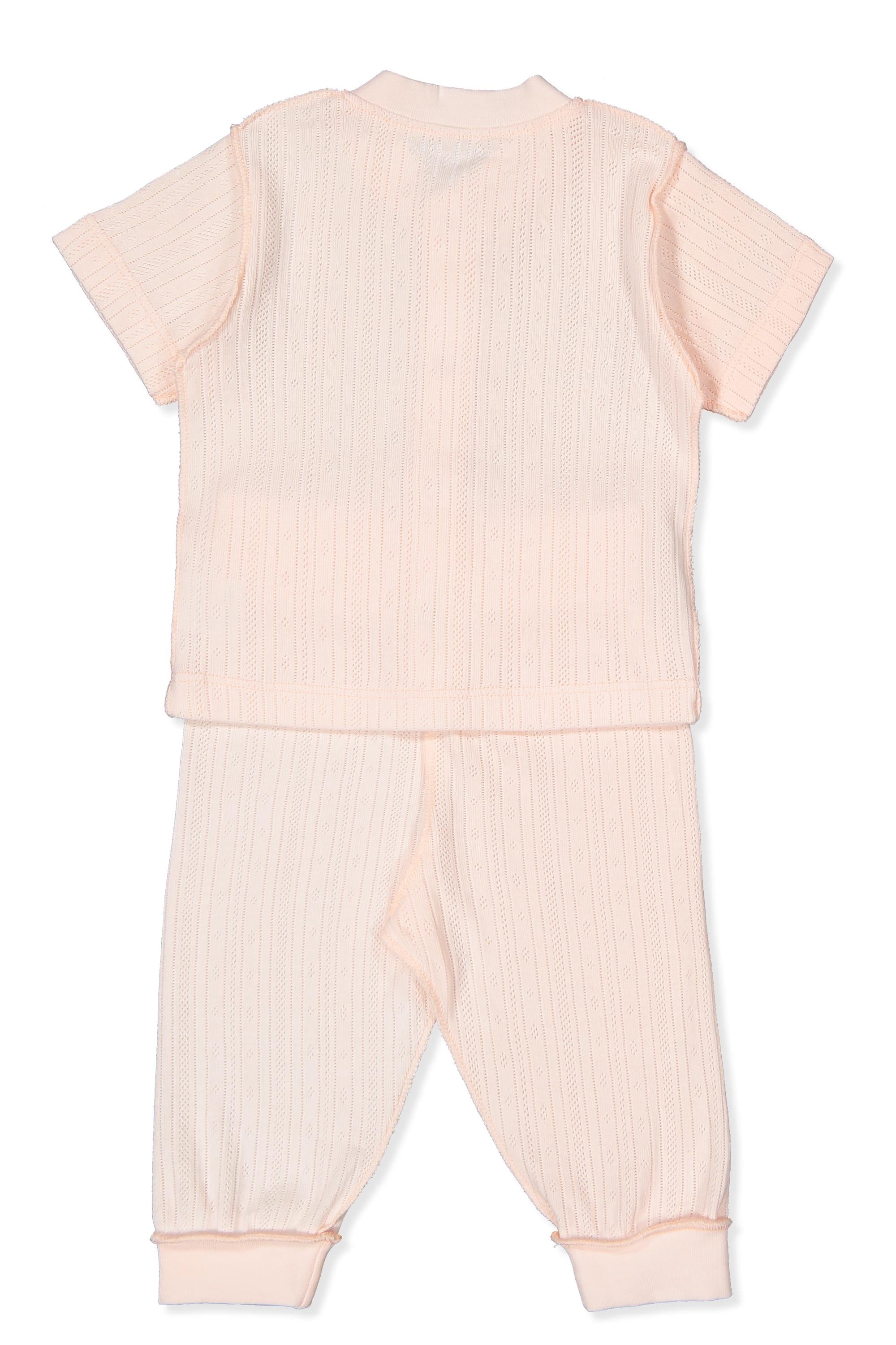 DIŞ DİKİŞ AJURLU PATİKSİZ MİNİ PİJAMA (BASIC/25) PEMBE