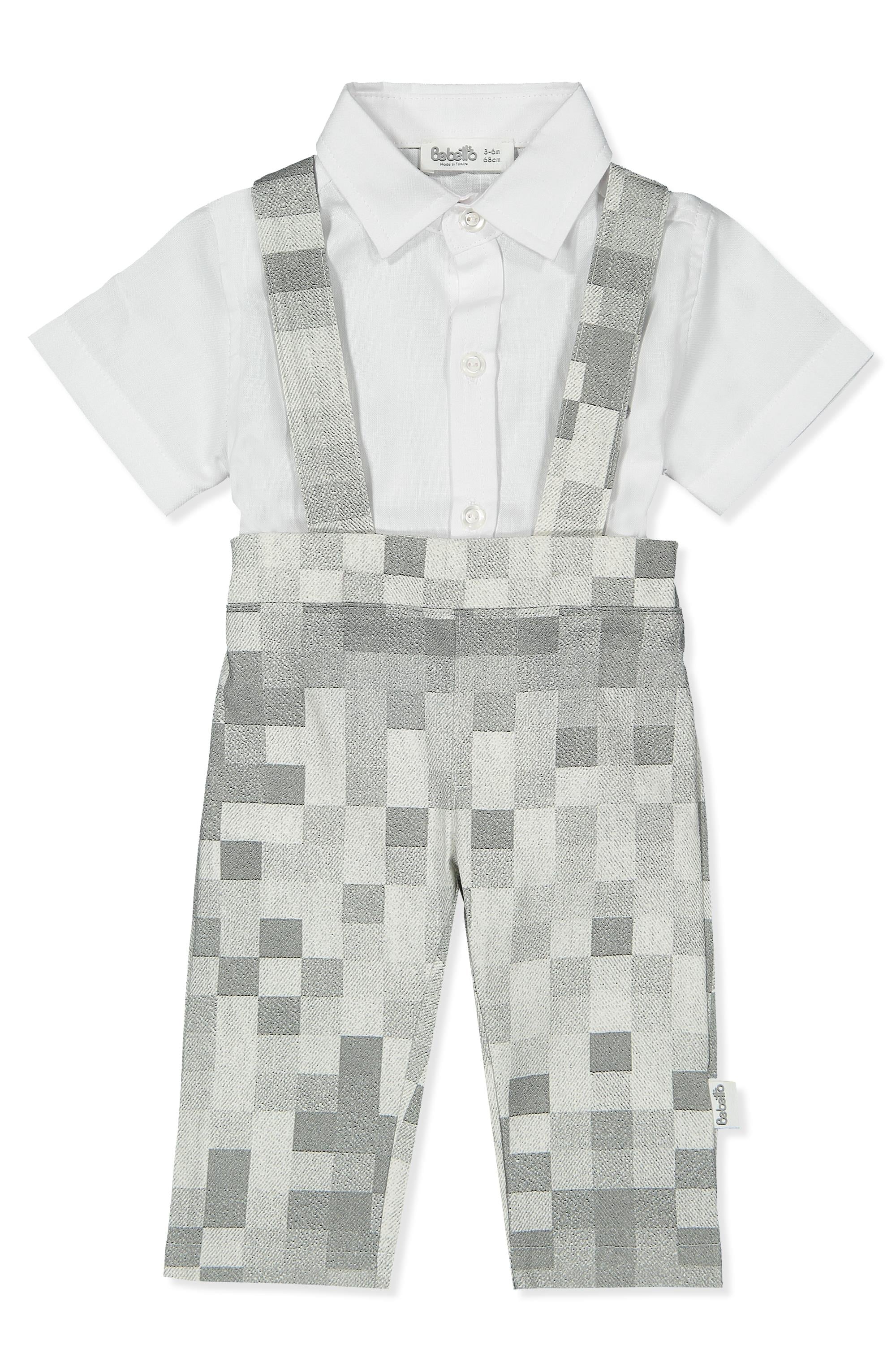 DOKUMA ASKILI PANTOLON 2Lİ TAKIM (SQUARE BOY) GRİ