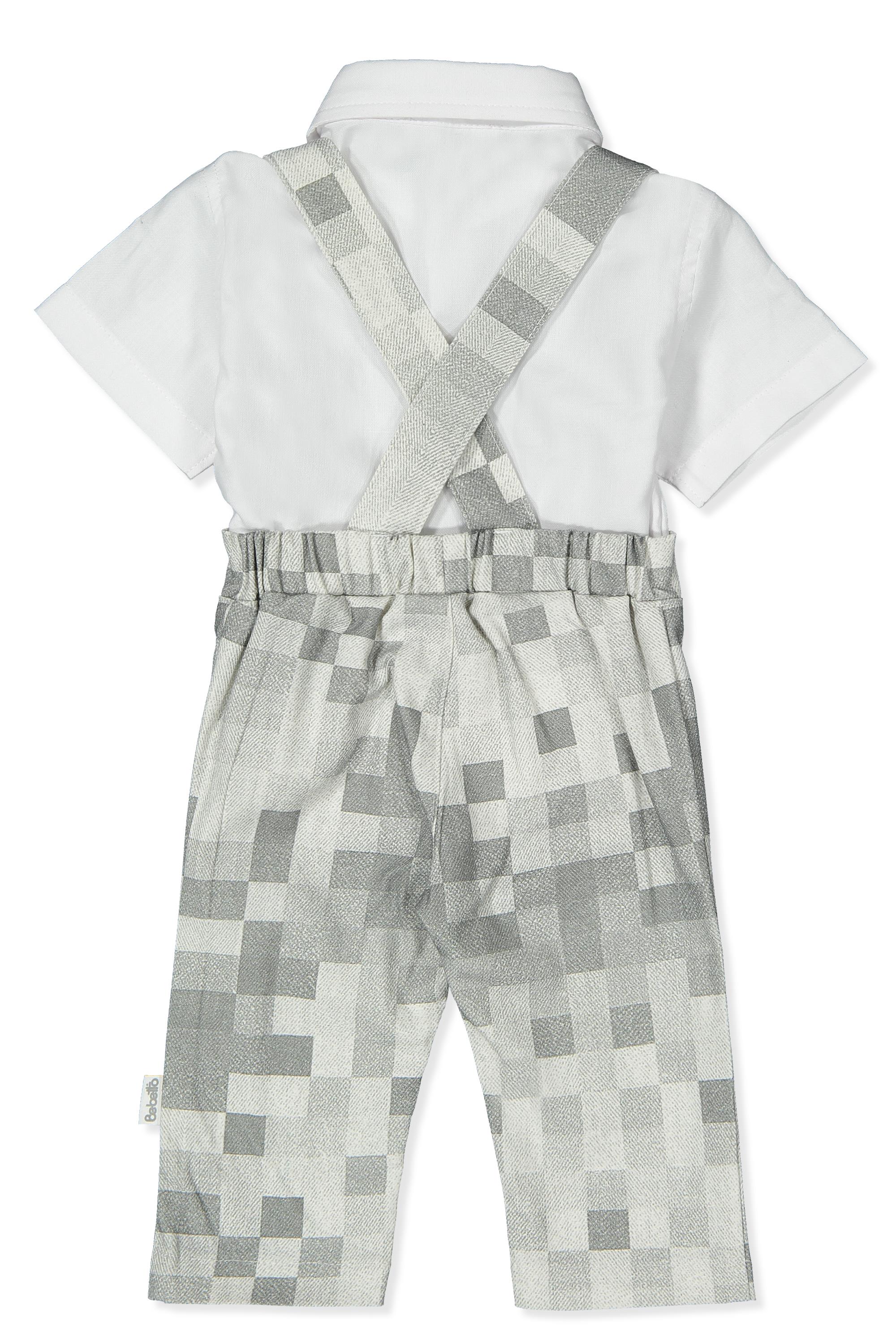 DOKUMA ASKILI PANTOLON 2Lİ TAKIM (SQUARE BOY) GRİ