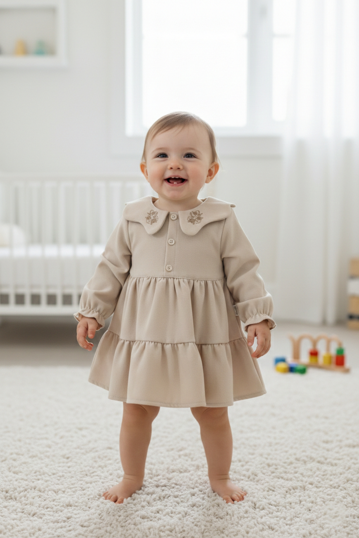 DOKUMA ELBİSE (STYLISH) BEJ