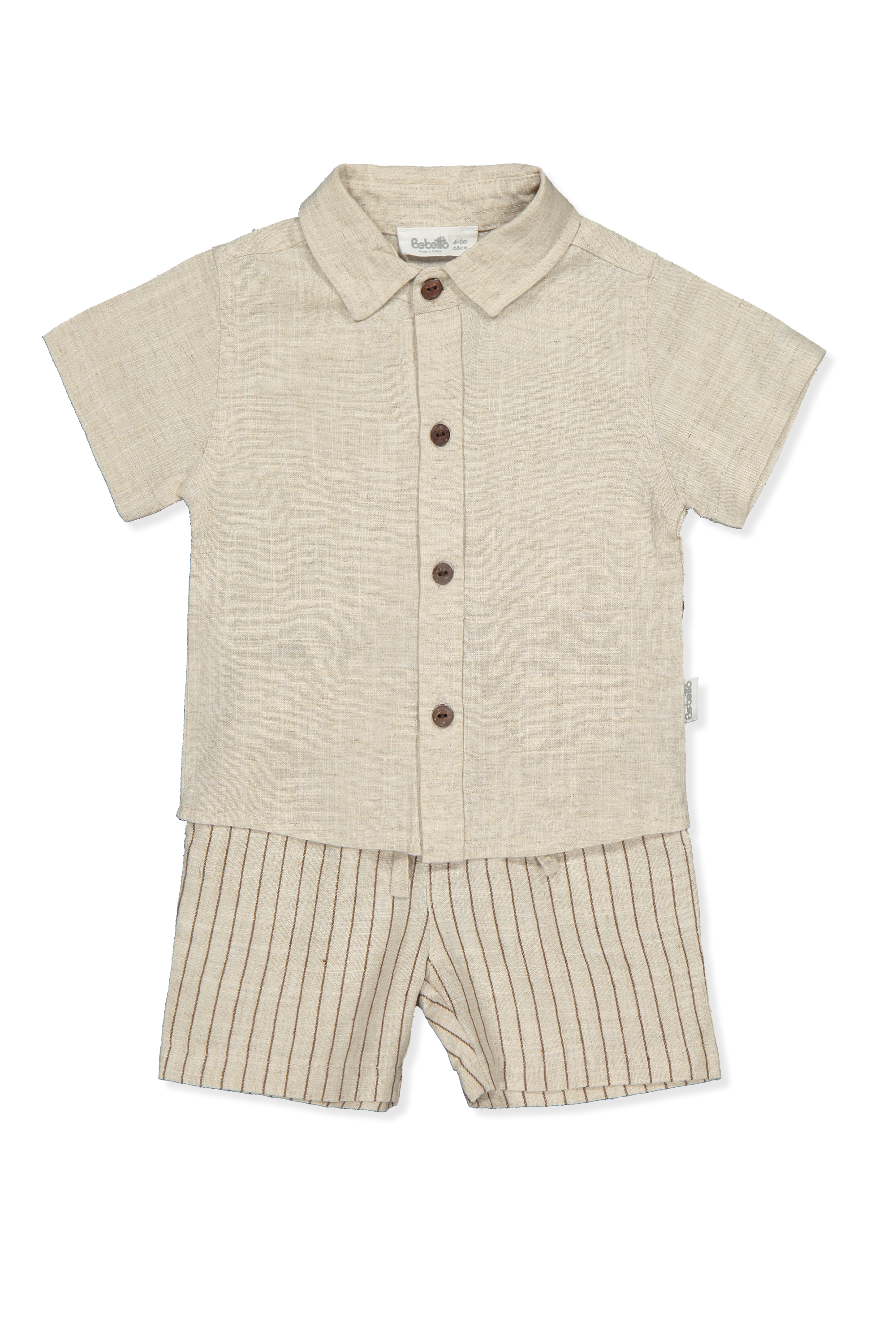 DOKUMA ŞORT 2Lİ TAKIM (COOL AND STYLISH) BEJ