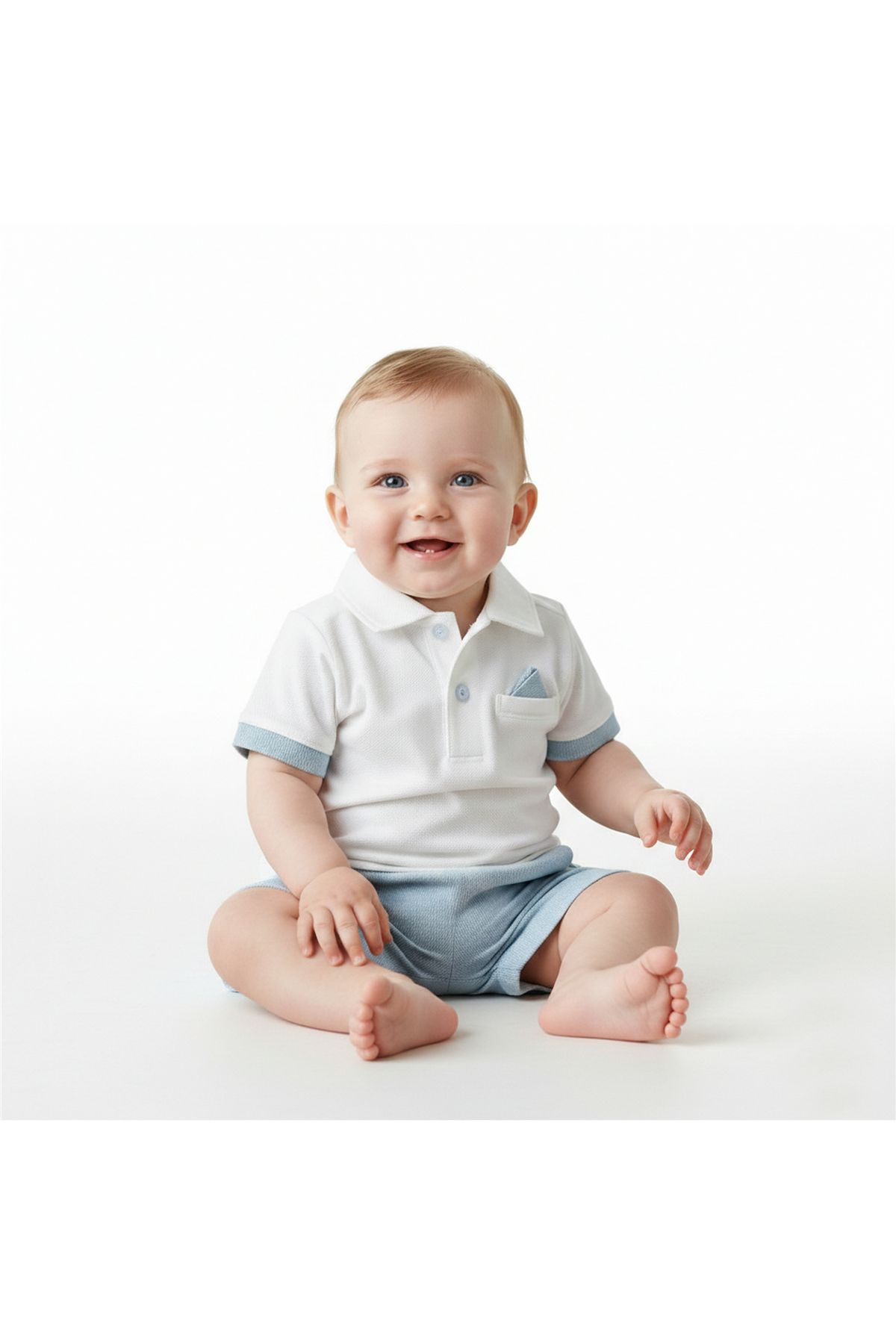DOKUMA ŞORT 2Lİ TAKIM (LITTLE SIR) MAVİ