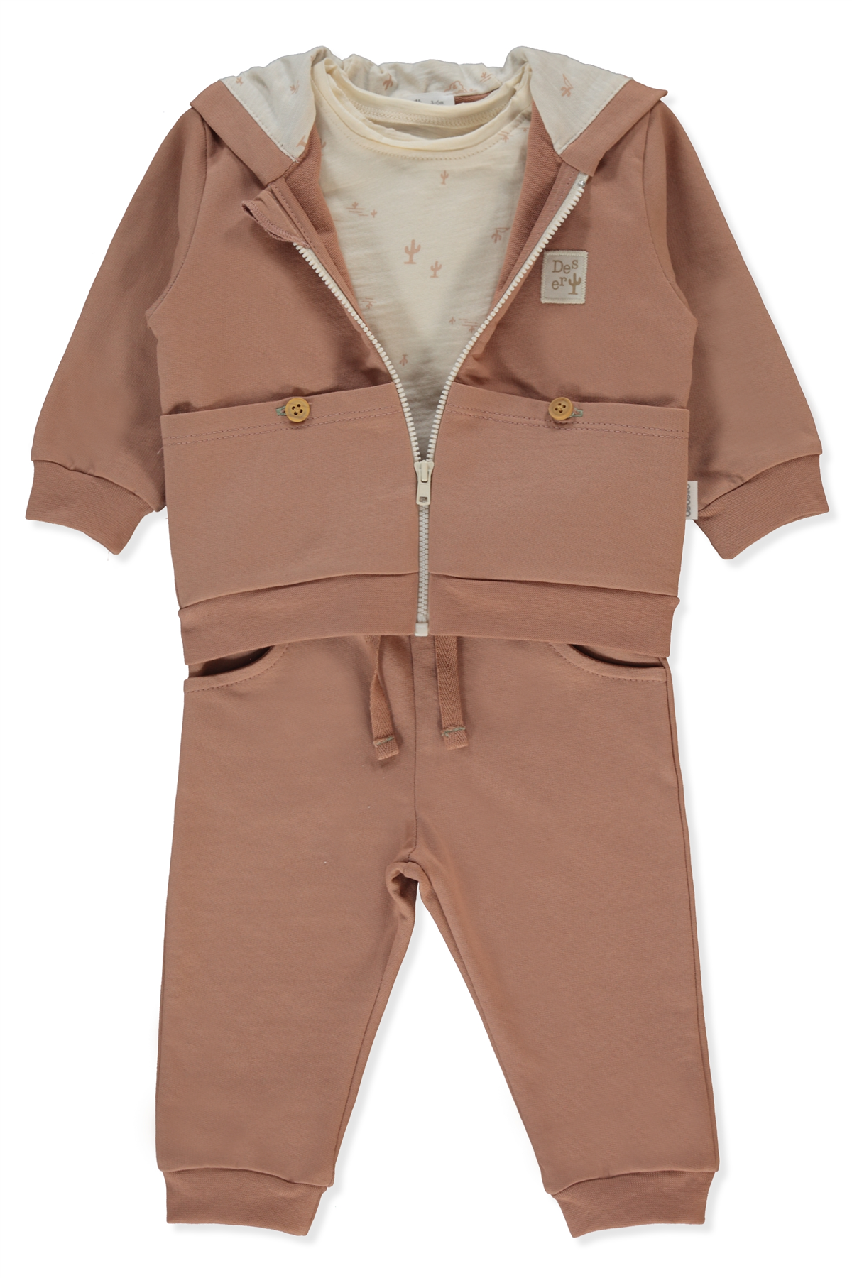 İKİ İP HIRKA 3LÜ TAKIM (DESERT) KAHVERENGİ