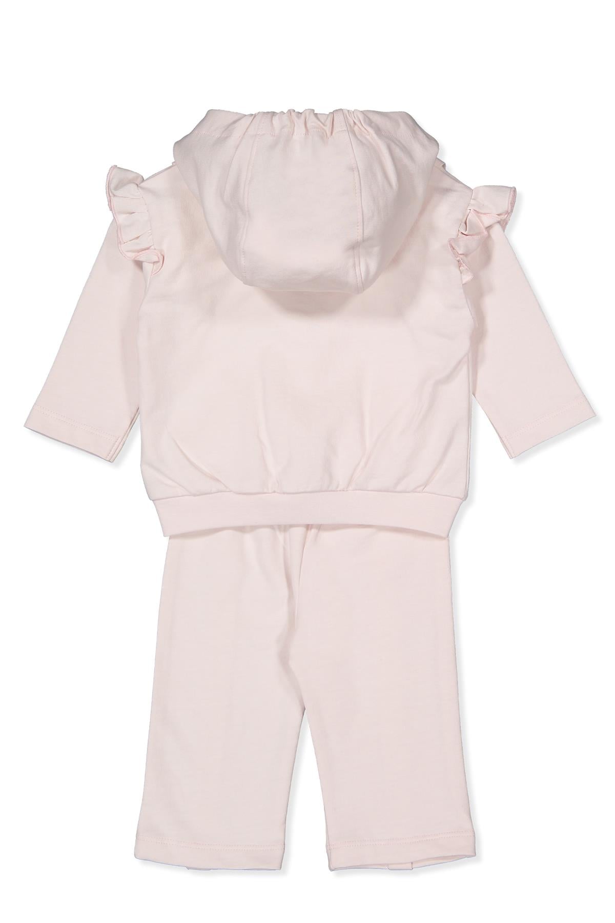 İKİ İP KAPŞONLU FERMUARLI HIRKA 3LÜ TAKIM (BABY GIRL/25) PEMBE