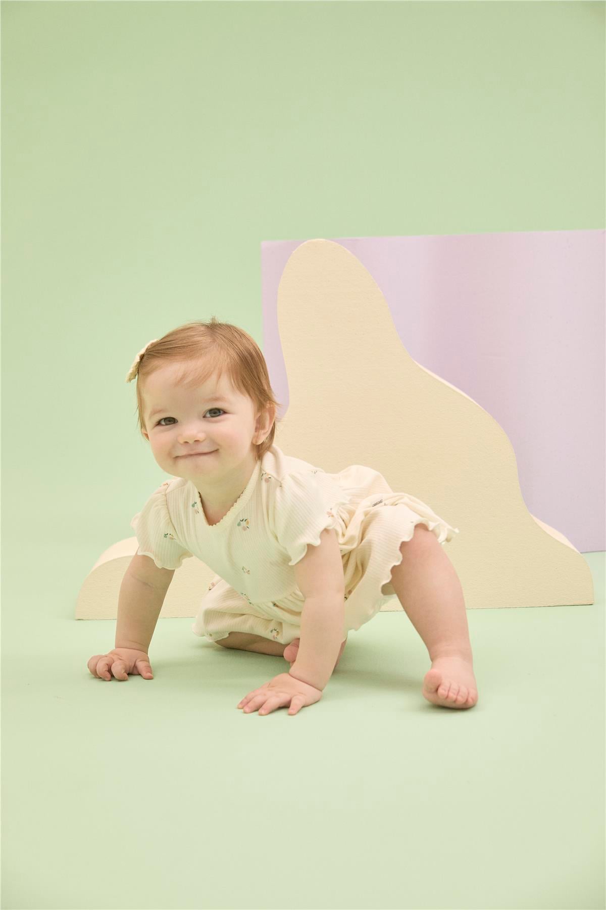 İNTERLOK ELBİSE (PINK PEAR) EKRU