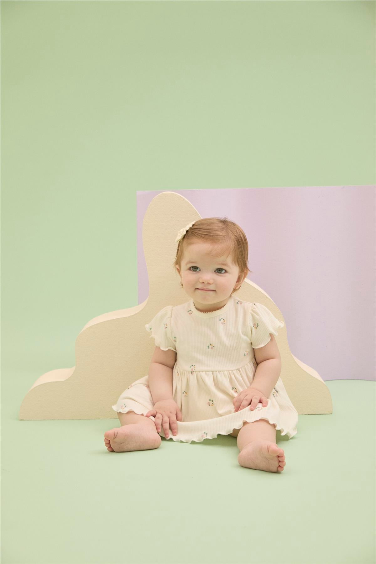 İNTERLOK ELBİSE (PINK PEAR) EKRU