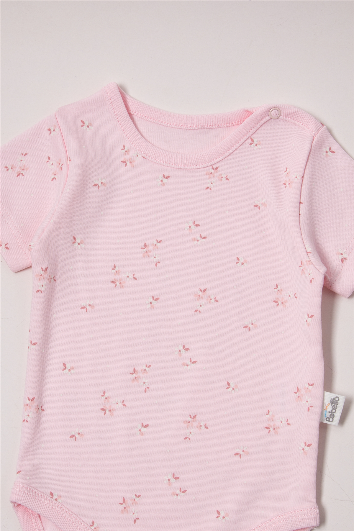 İNTERLOK KISA KOLLU BODY AY (FLOWER GARDEN) PEMBE