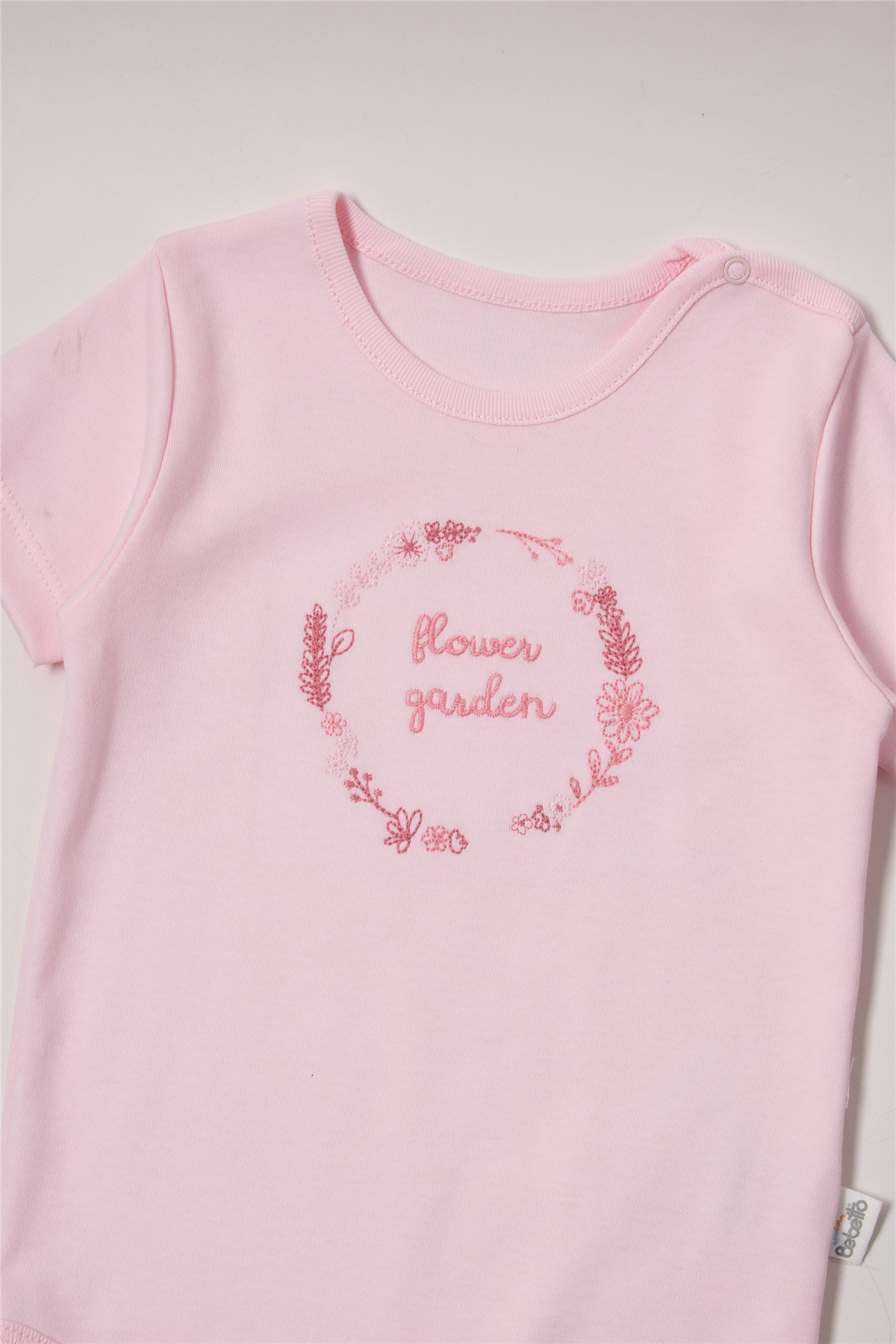 İNTERLOK KISA KOLLU BODY YAŞ (FLOWER GARDEN) PEMBE