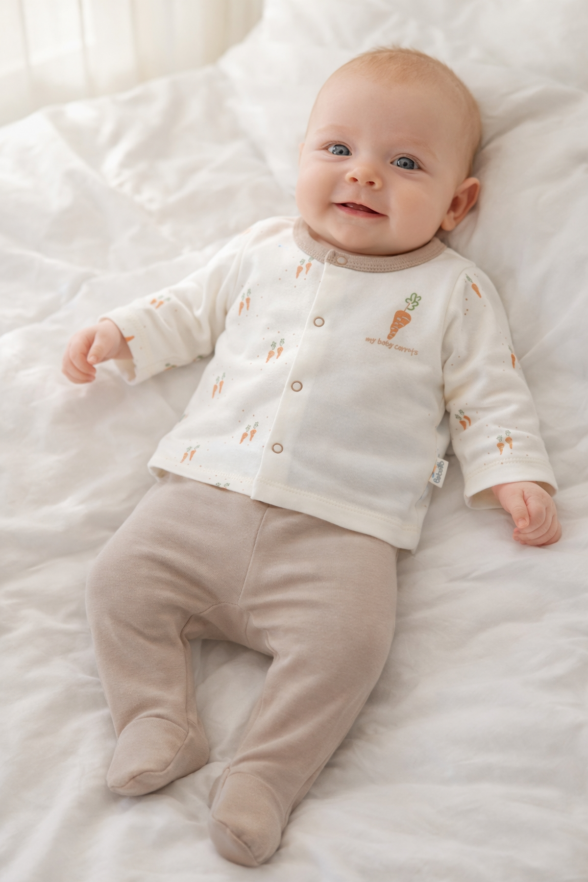 İNTERLOK PATİKLİ PİJAMA TAKIMI 2Lİ (BABY CARROT) KAHVERENGİ