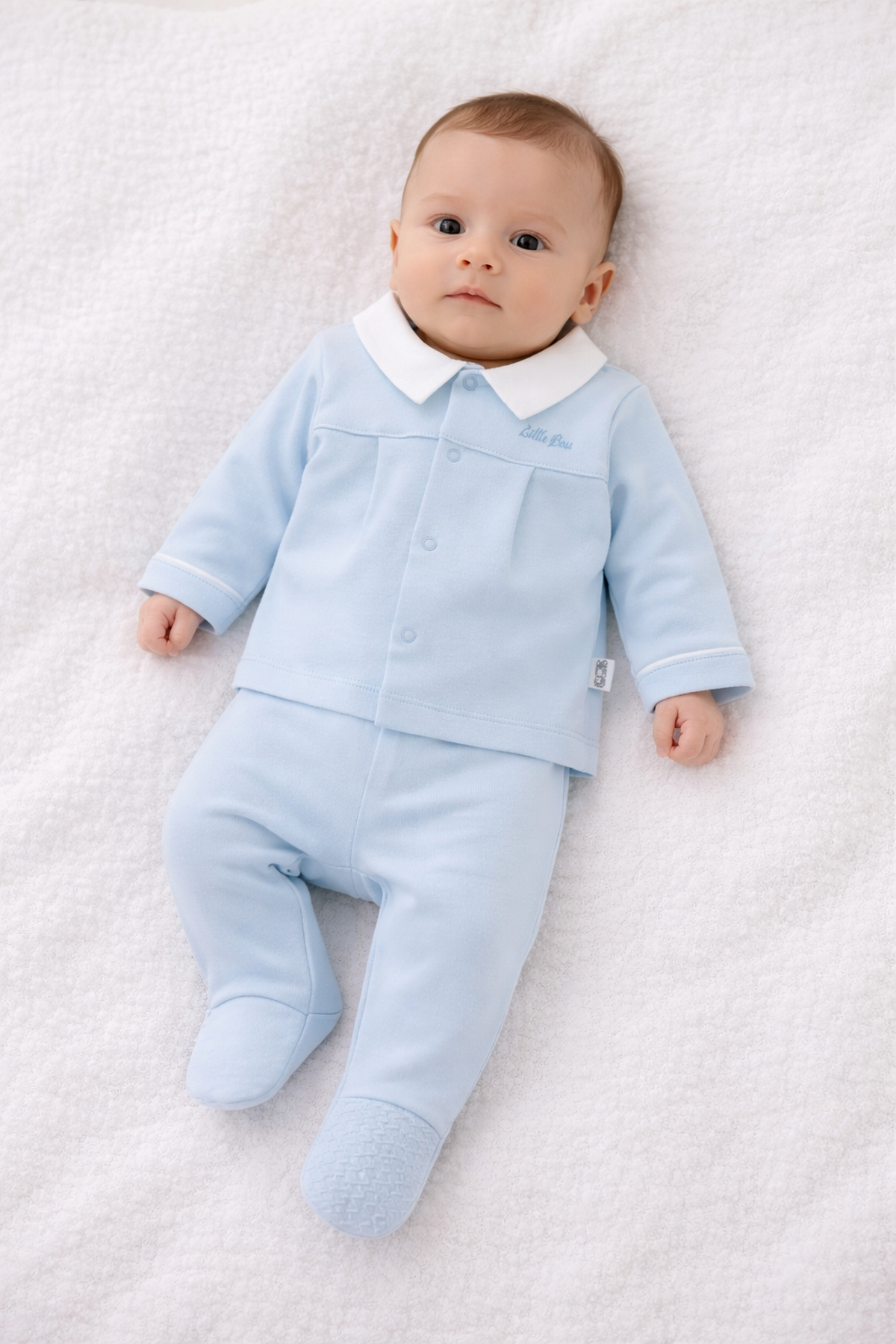 İNTERLOK PATİKLİ PİJAMA TAKIMI 2Lİ (LITTLE BOSS) MAVİ