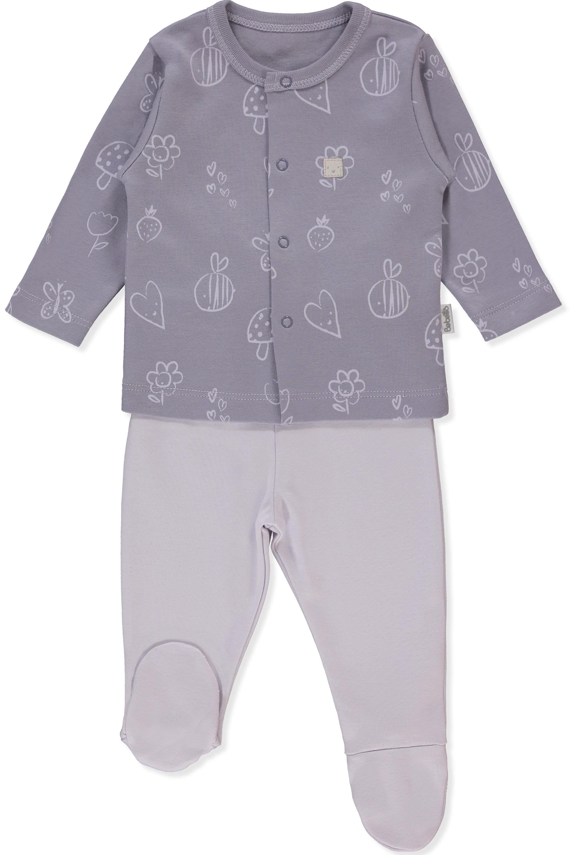 İNTERLOK PATİKLİ PİJAMA TAKIMI 2Lİ (MINI BEE) LİLA