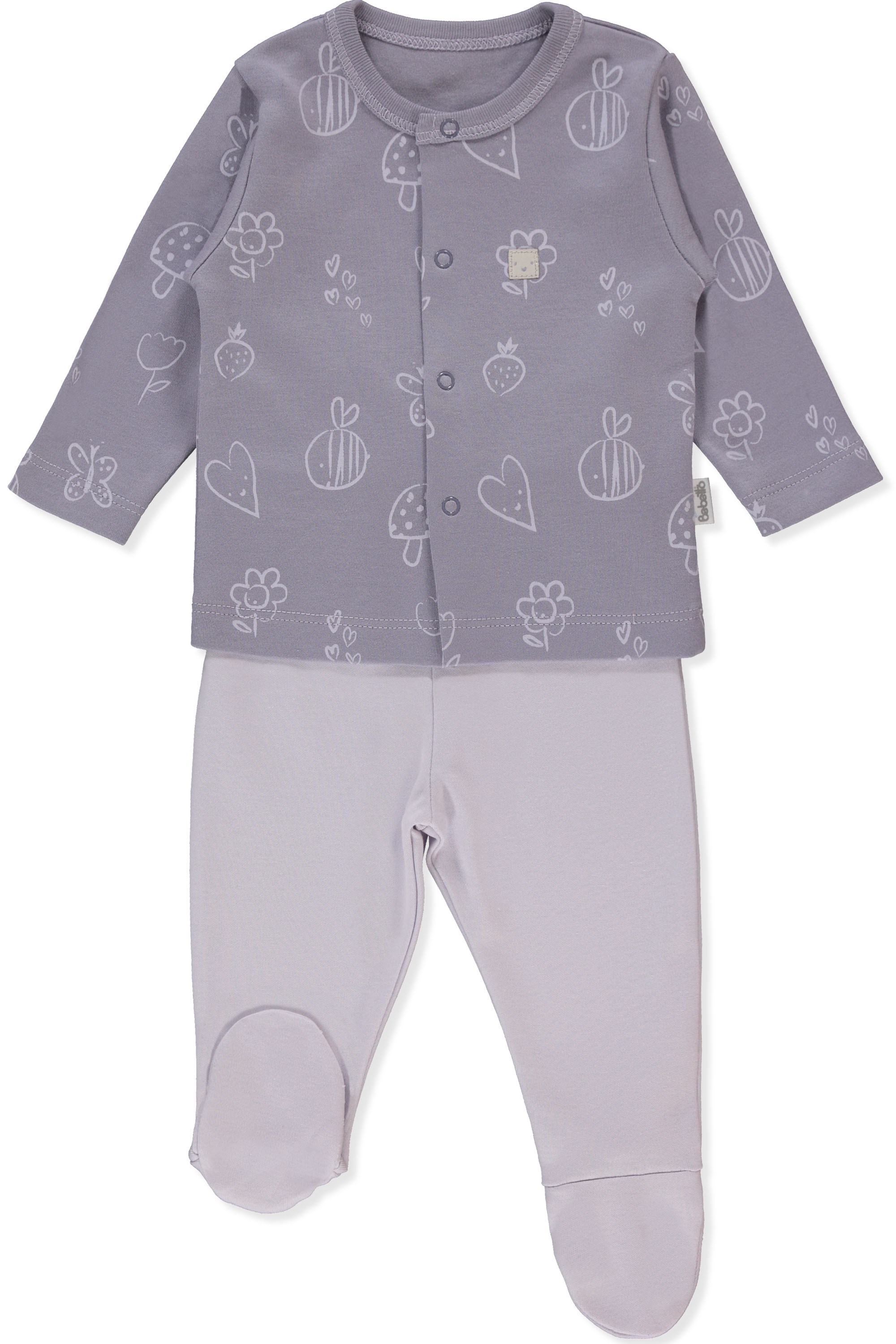 İNTERLOK PATİKLİ PİJAMA TAKIMI 2Lİ (MINI BEE) LİLA