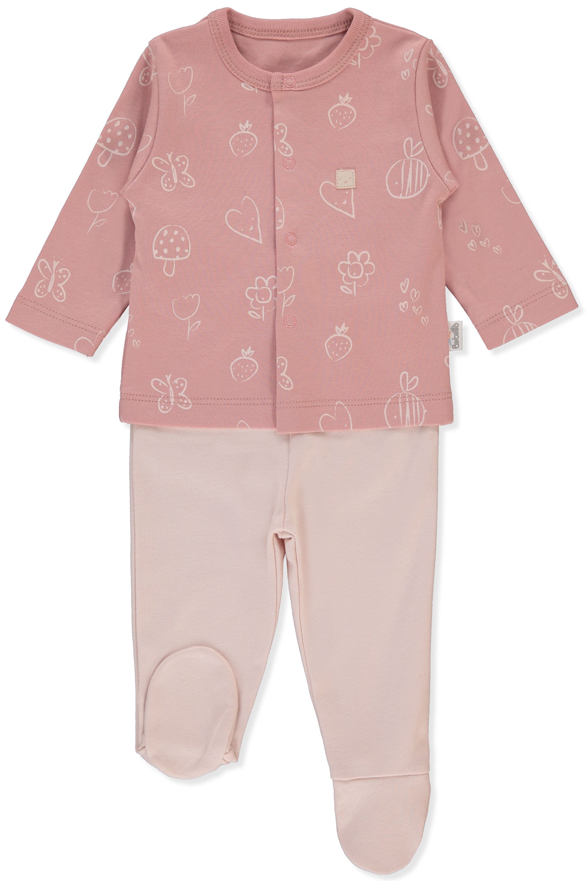 İNTERLOK PATİKLİ PİJAMA TAKIMI 2Lİ (MINI BEE) SOMON