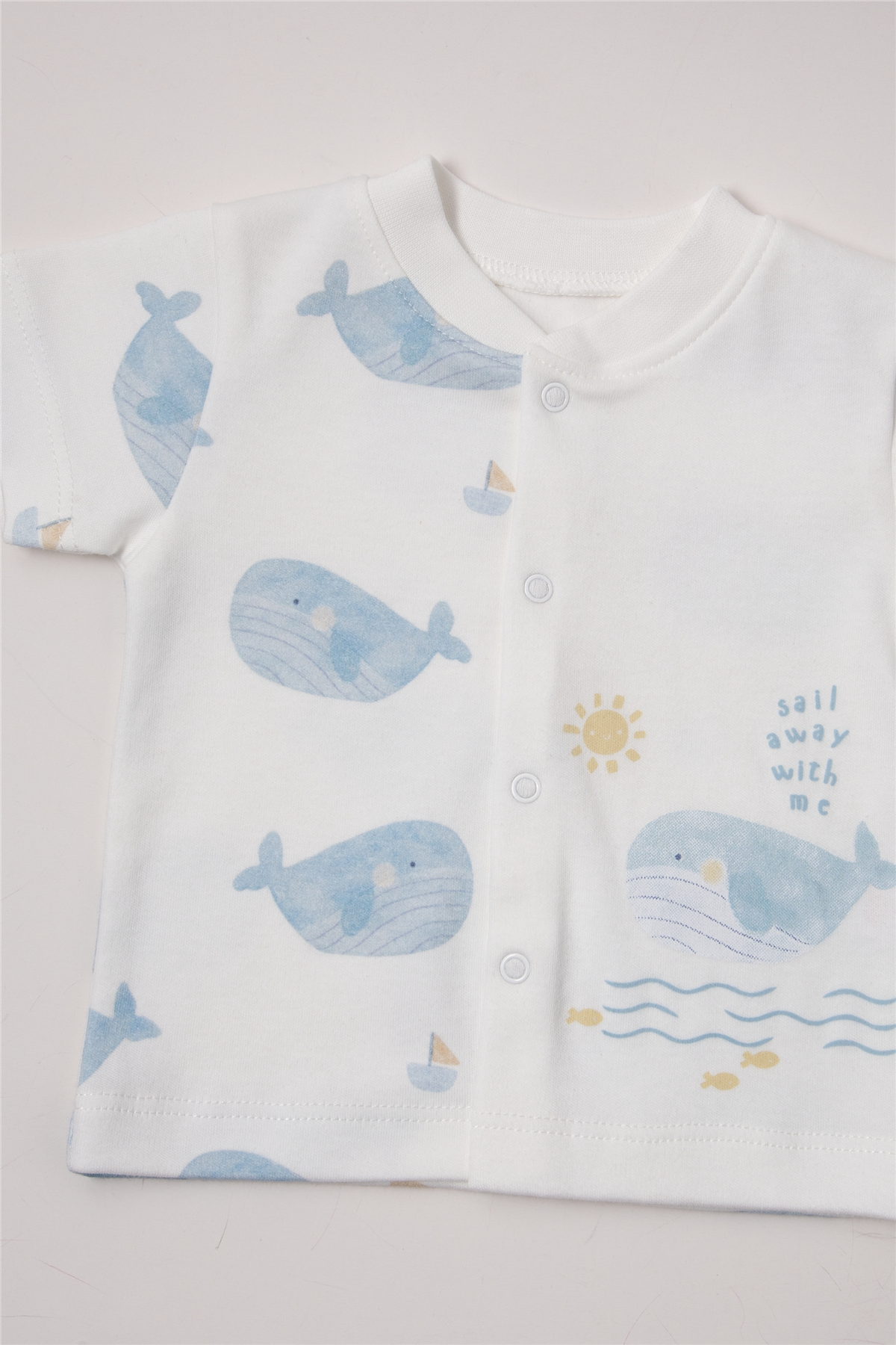 İNTERLOK PATİKSİZ MİNİ PİJAMA TAKIMI 2Lİ (SAIL AWAY) İNDİGO