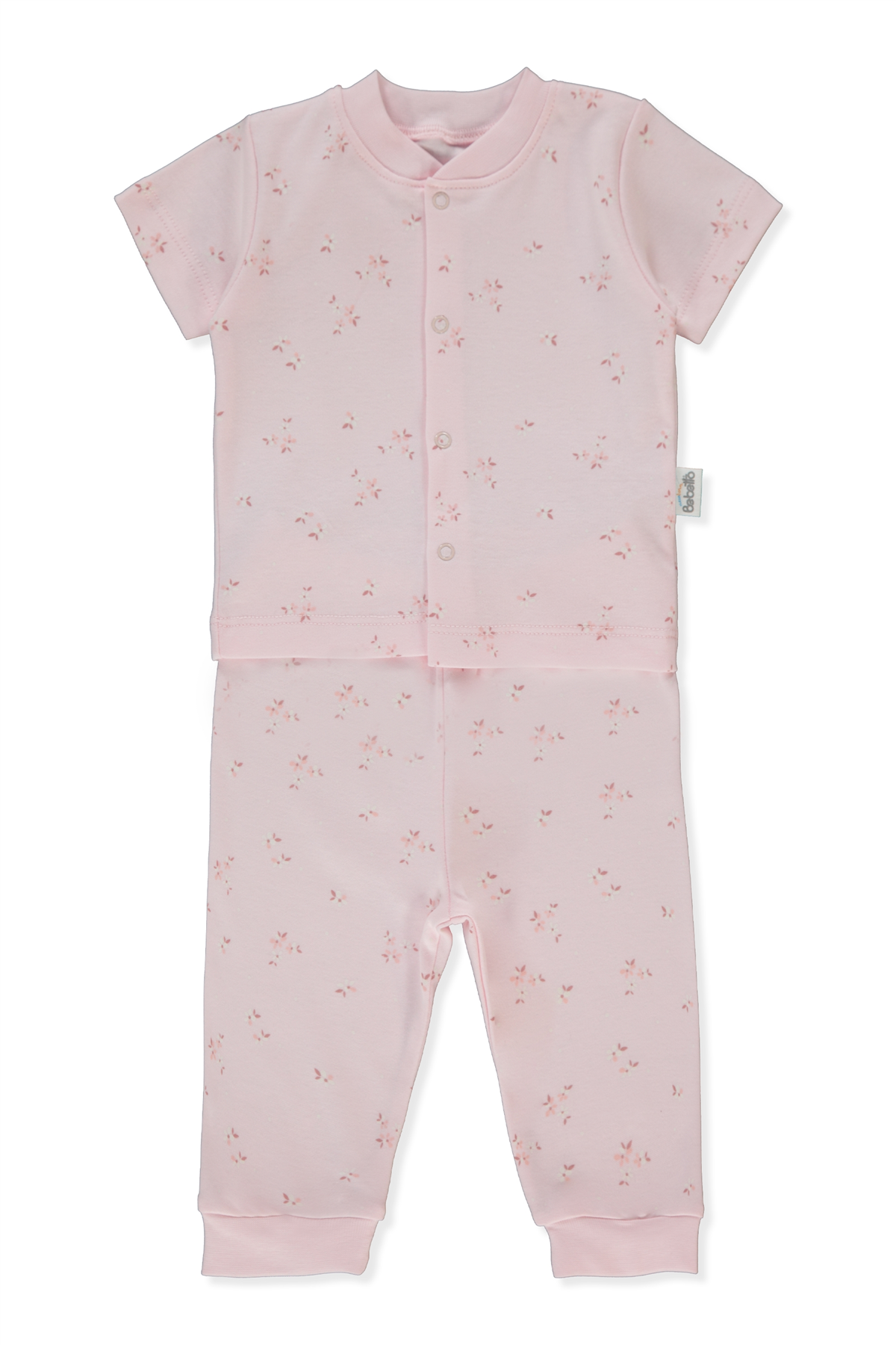 İNTERLOK PATİKSİZ MİNİ PİJAMA TAKIMI 2Lİ (FLOWER GARDEN) PEMBE