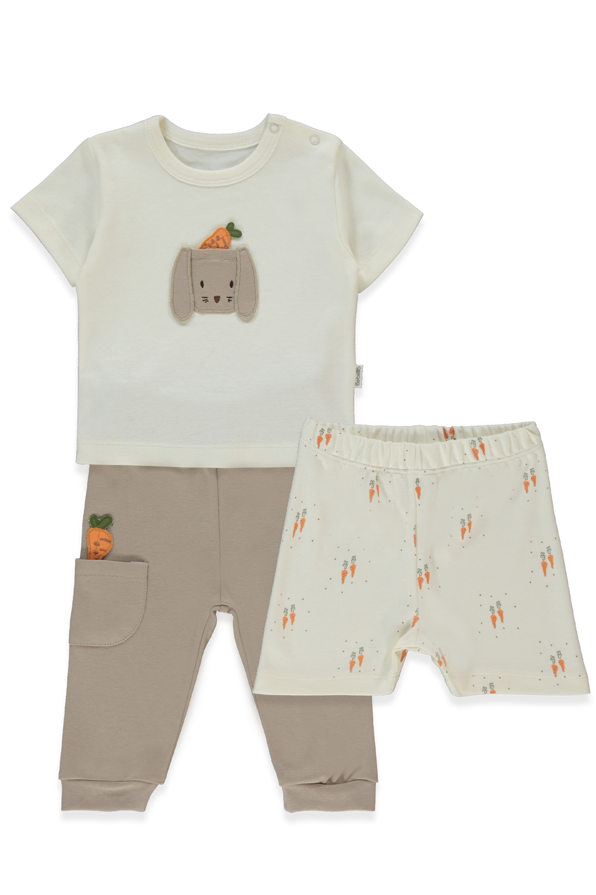 İNTERLOK PATİKSİZ PİJAMA TAKIMI 3LÜ (BABY CARROT) KAHVERENGİ