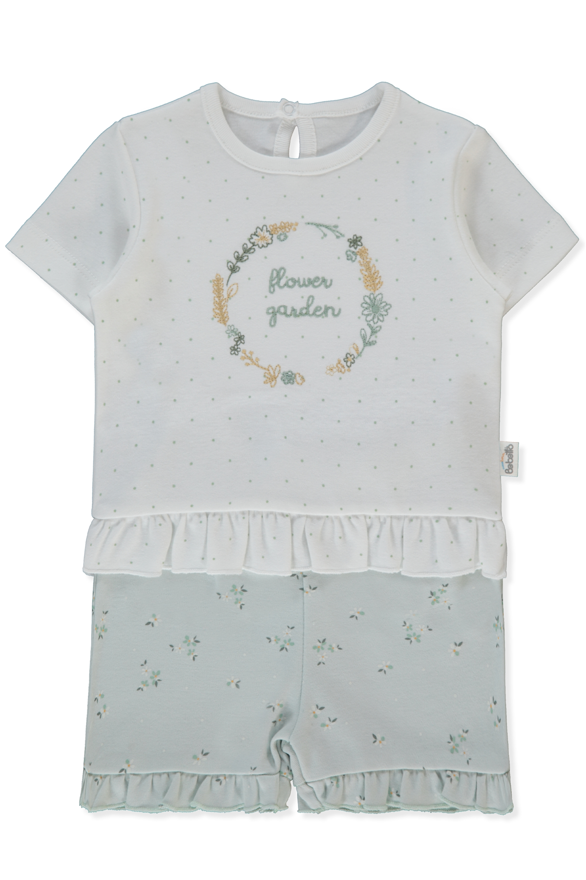 İNTERLOK ŞORTLU PİJAMA TAKIMI 2Lİ (FLOWER GARDEN) MİNT