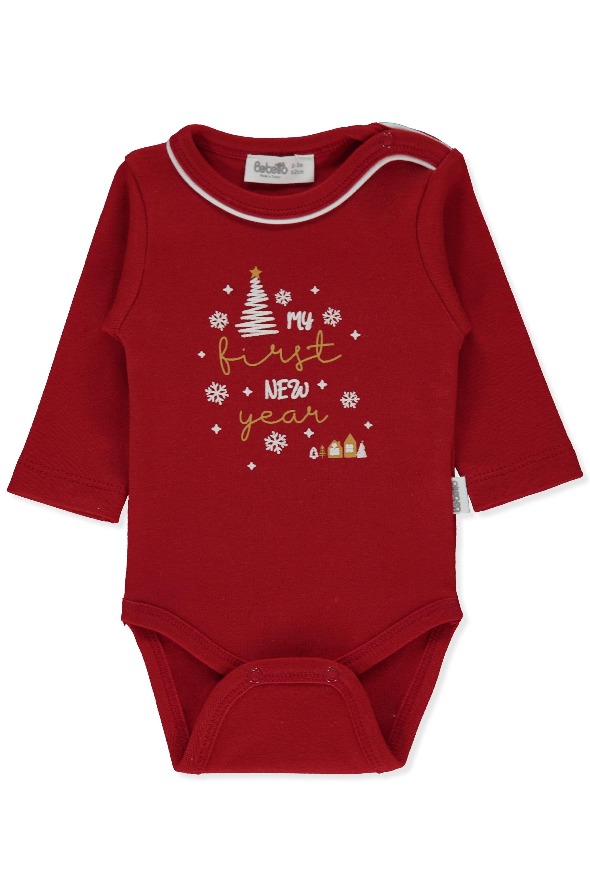 İNTERLOK UZUN KOLLU BODY AY (HAPPY NEW YEAR/25) KIRMIZI