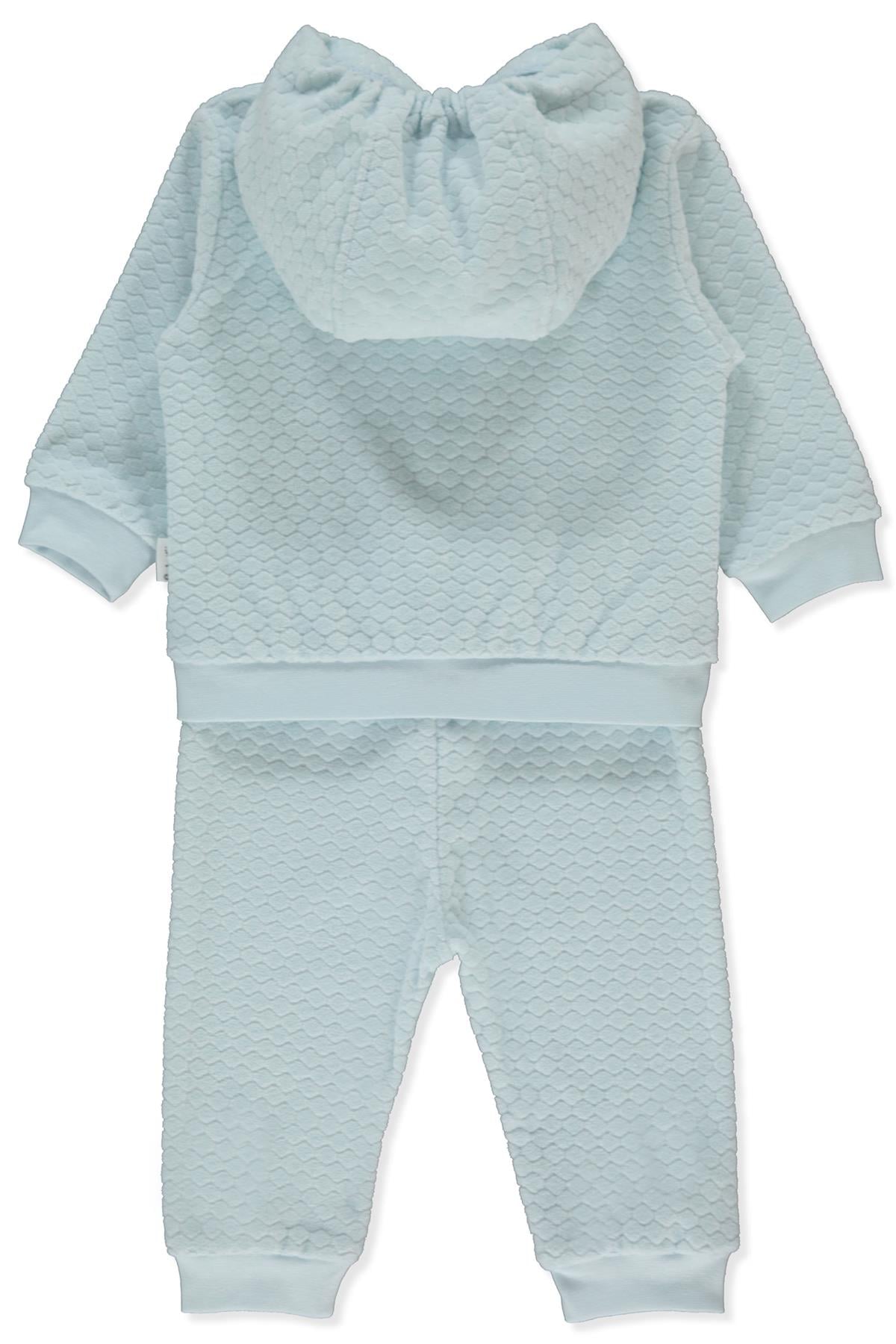 KADİFE FERMUARLI HIRKA 3LÜ TAKIM (DINOSAUR) MAVİ