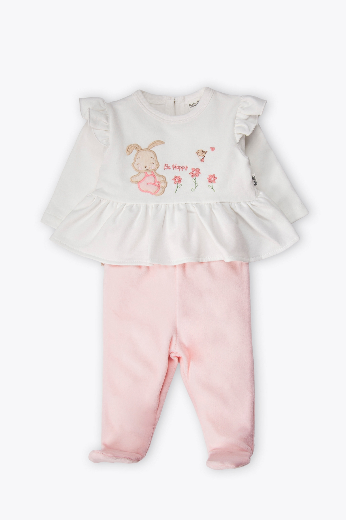 KADİFE PATİKLİ PANTOLON 2Lİ TAKIM (HAPPY BUNNY) PEMBE