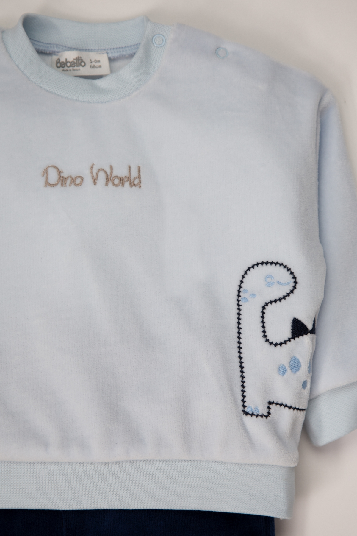 KADİFE PATİKSİZ PANTOLON 2Lİ TAKIM (CUTE DINO) MAVİ