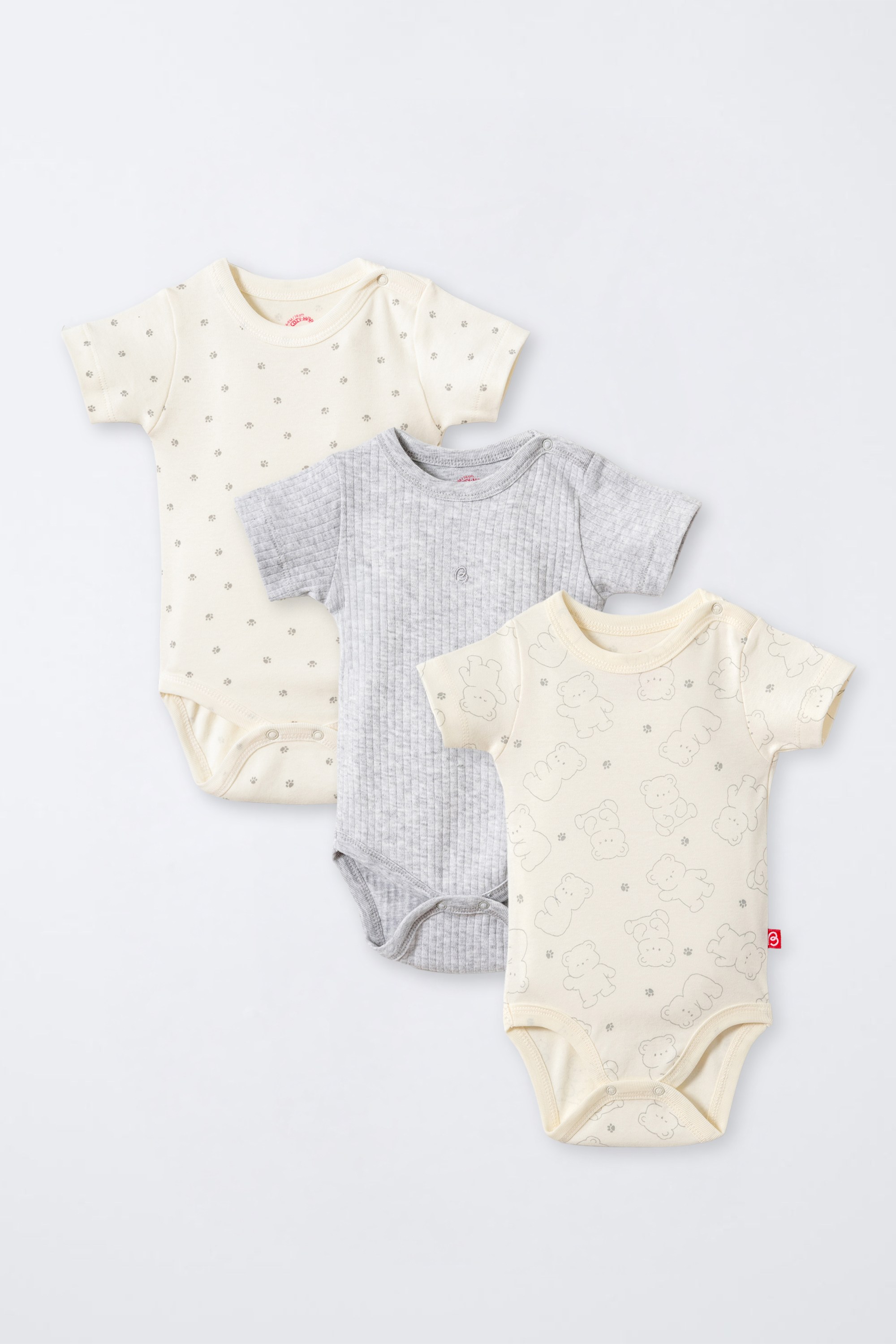 KISA KOLLU BODY 3LÜ (CUTE BEAR) GRİ MELANJ