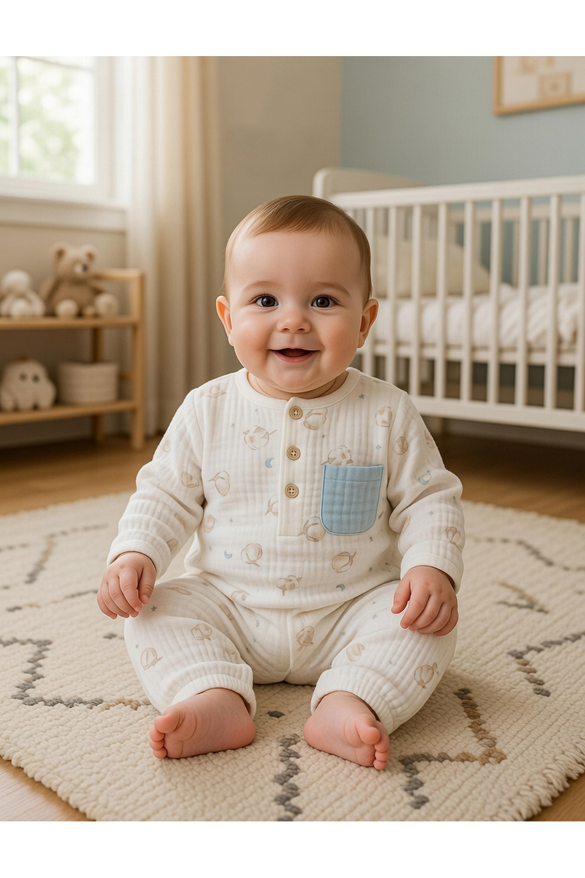 MÜSLİN GOLF TULUM BASKILI (PILLOWY) MAVİ