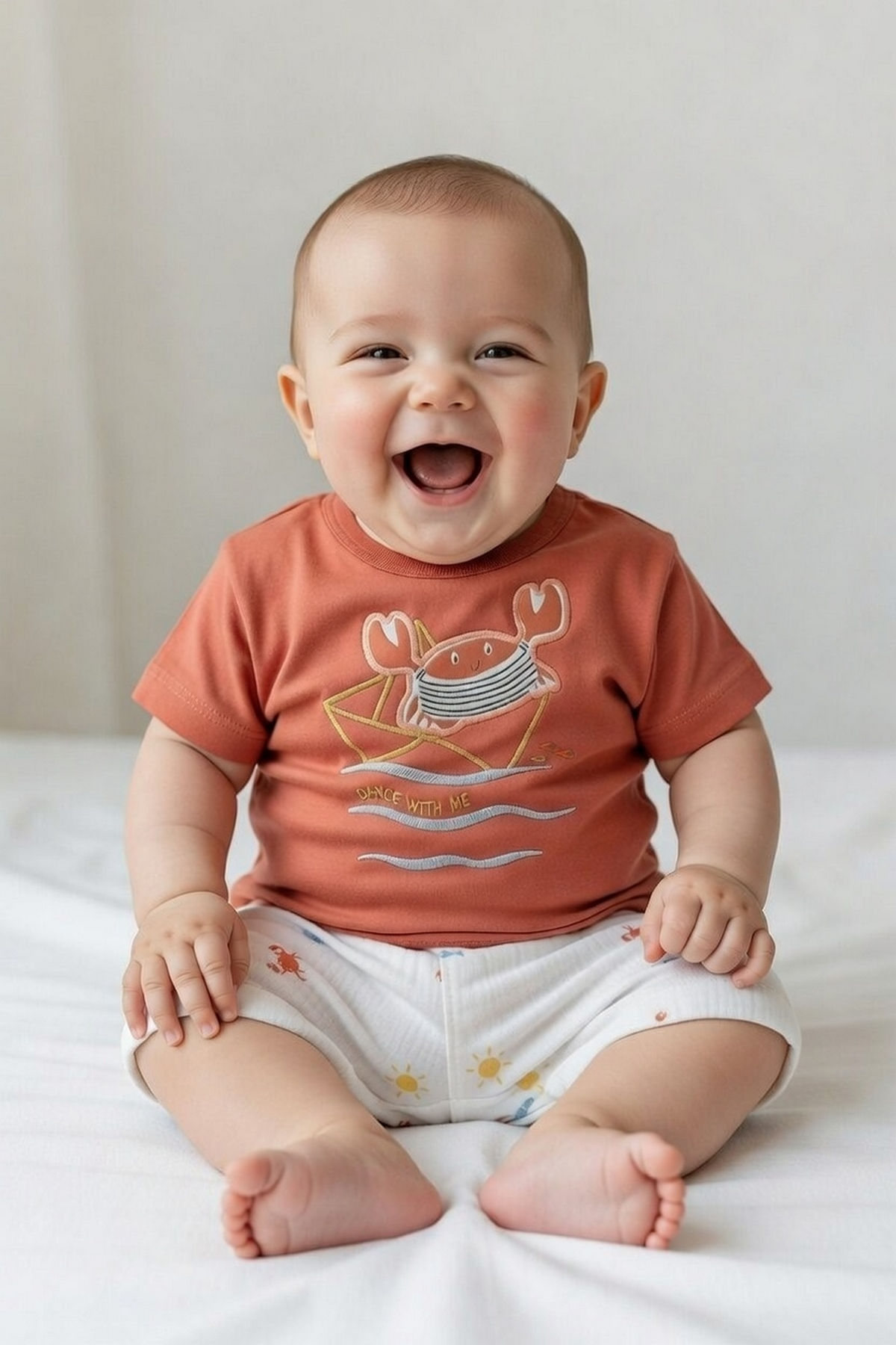 MÜSLİN ŞORT 2Lİ TAKIM (FUNNY CRAB) ORANJ
