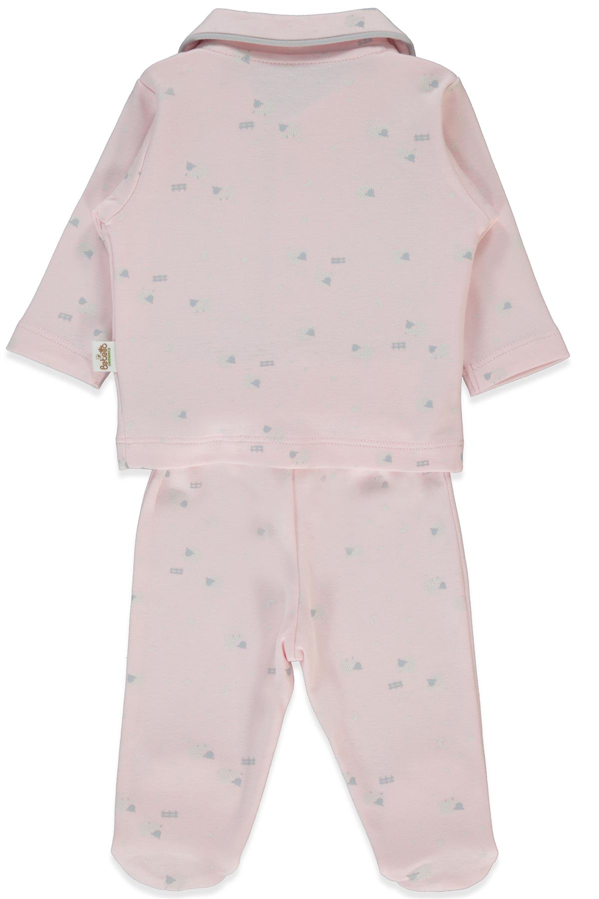 ORGANİK İNTERLOK PATİKLİ PİJAMA TAKIMI 2Lİ (ORGANIC SLEEPY SHEEPY) PEMBE