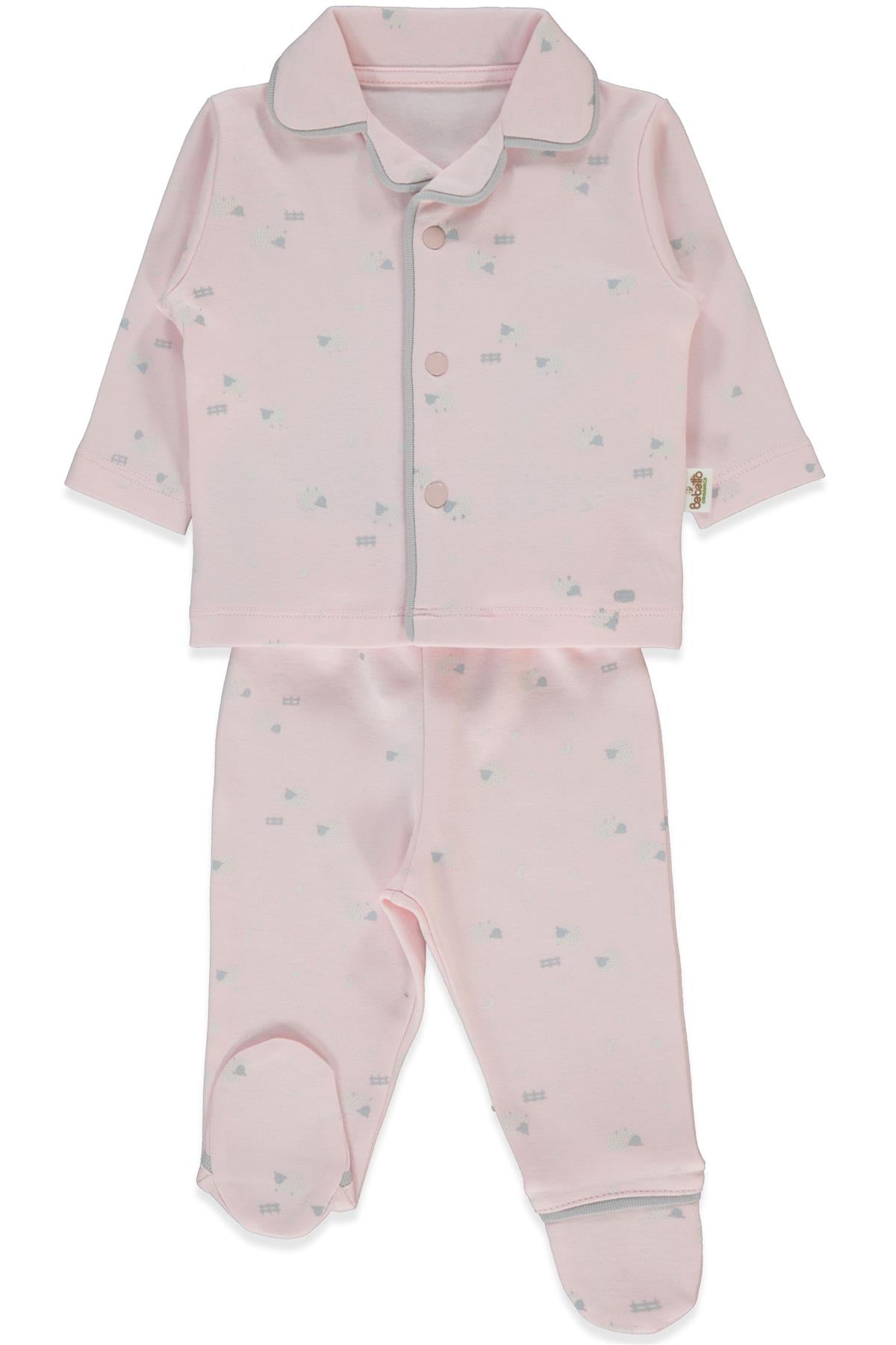 ORGANİK İNTERLOK PATİKLİ PİJAMA TAKIMI 2Lİ (ORGANIC SLEEPY SHEEPY) PEMBE