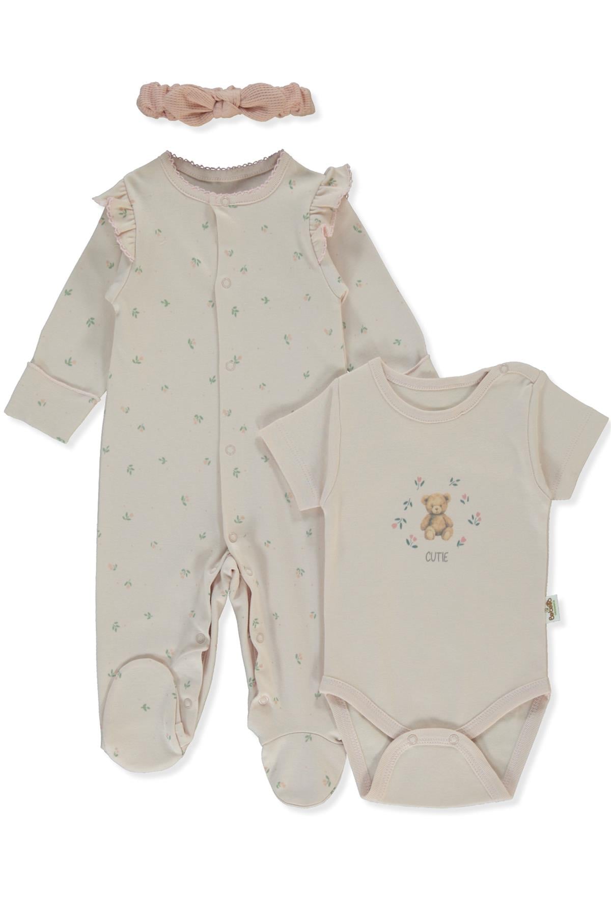 ORGANİK İNTERLOK PATİKLİ TULUM SET 3LÜ (ORGANIC CUTE BEAR) SOMON