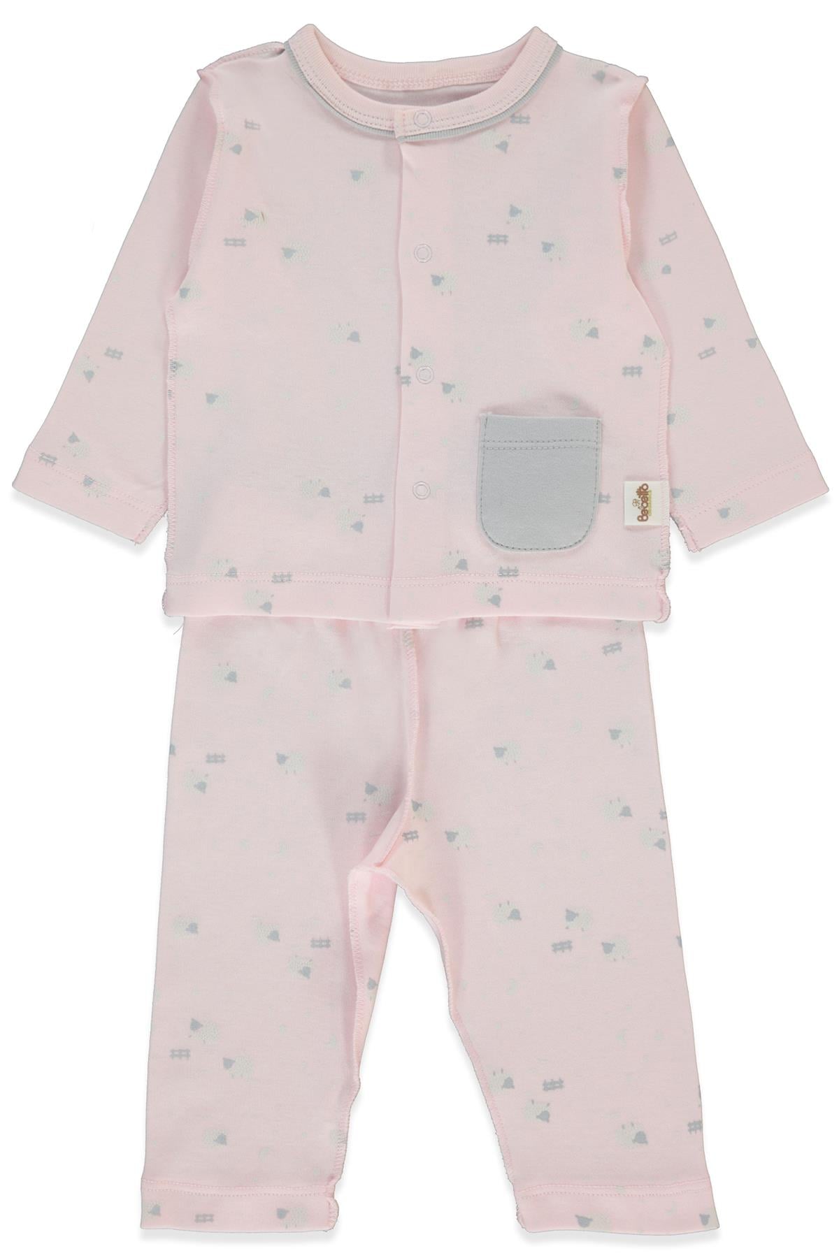 ORGANİK İNTERLOK PİJAMA TAKIMI 2Lİ (ORGANIC SLEEPY SHEEPY) PEMBE