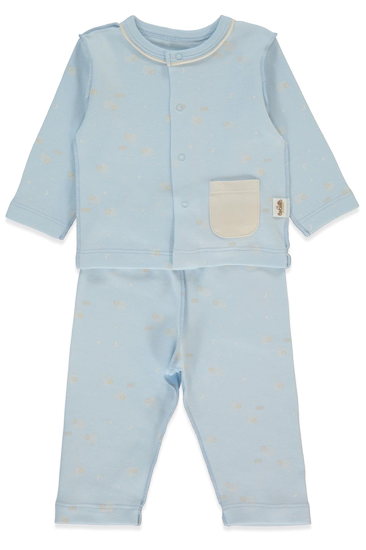 ORGANİK İNTERLOK PİJAMA TAKIMI 2Lİ (ORGANIC SLEEPY SHEEPY) MAVİ