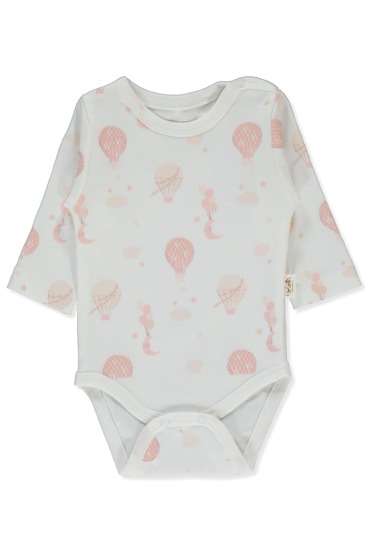 ORGANİK İNTERLOK UZUN KOLLU BODY AY (ORGANIC BORN WITH LOVE) EKRU