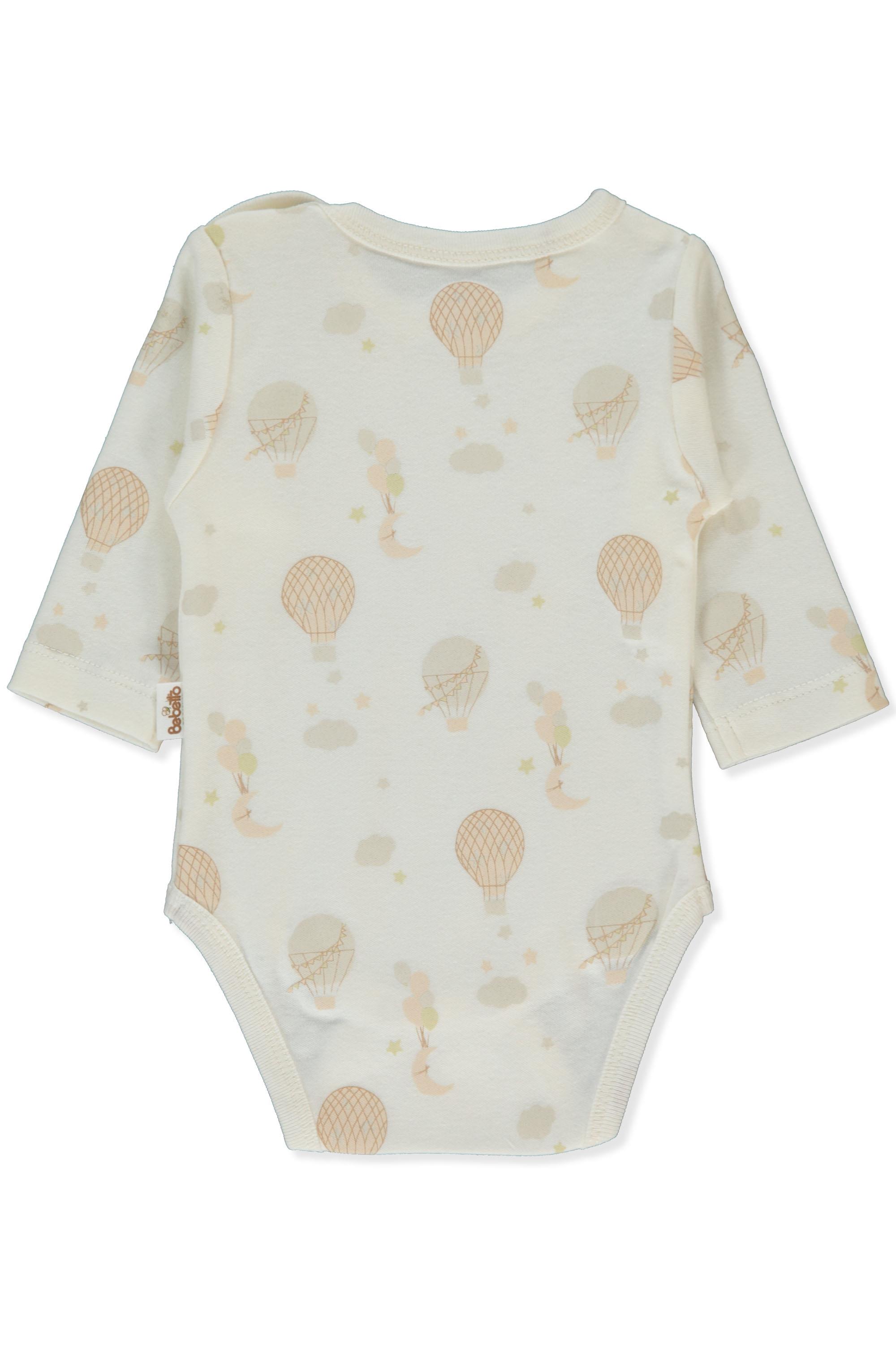 ORGANİK İNTERLOK UZUN KOLLU BODY AY (ORGANIC BORN WITH LOVE) KOYU EKRU