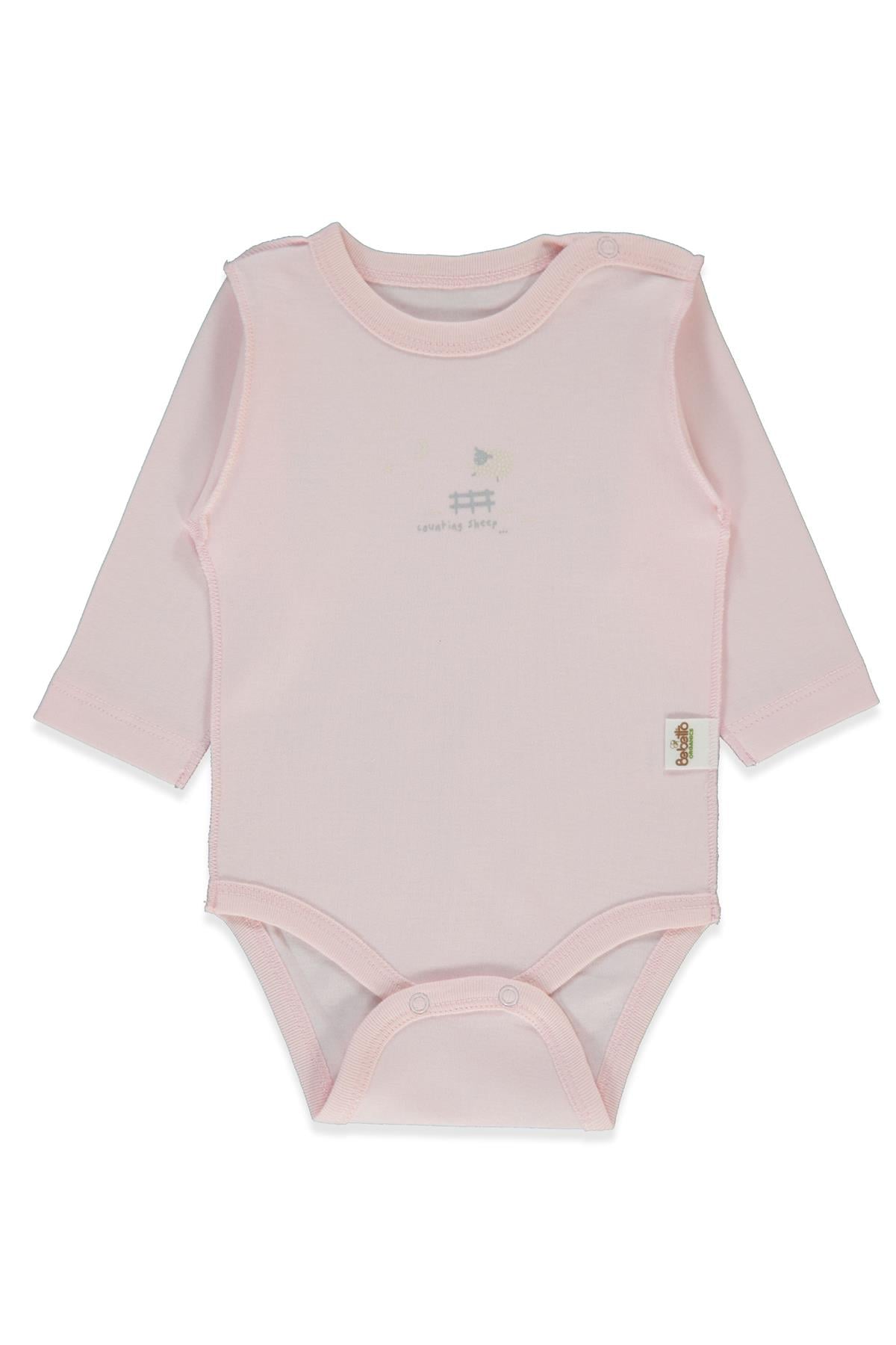 ORGANİK İNTERLOK UZUN KOLLU BODY AY (ORGANIC SLEEPY SHEEPY) PEMBE
