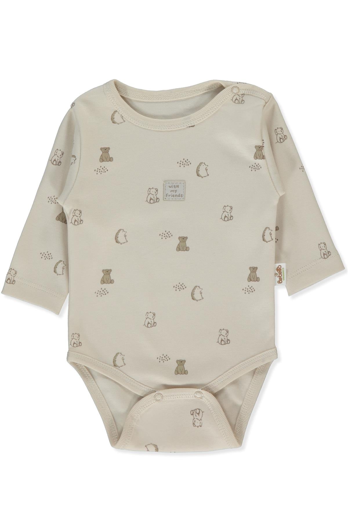 ORGANİK İNTERLOK UZUN KOLLU BODY AY (ORGANIC FUN MOMENT) BEJ
