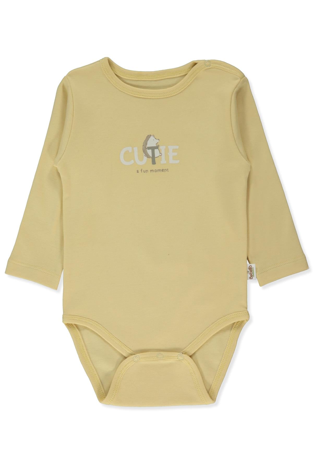 ORGANİK İNTERLOK UZUN KOLLU BODY YAŞ (ORGANIC FUN MOMENT) SARI