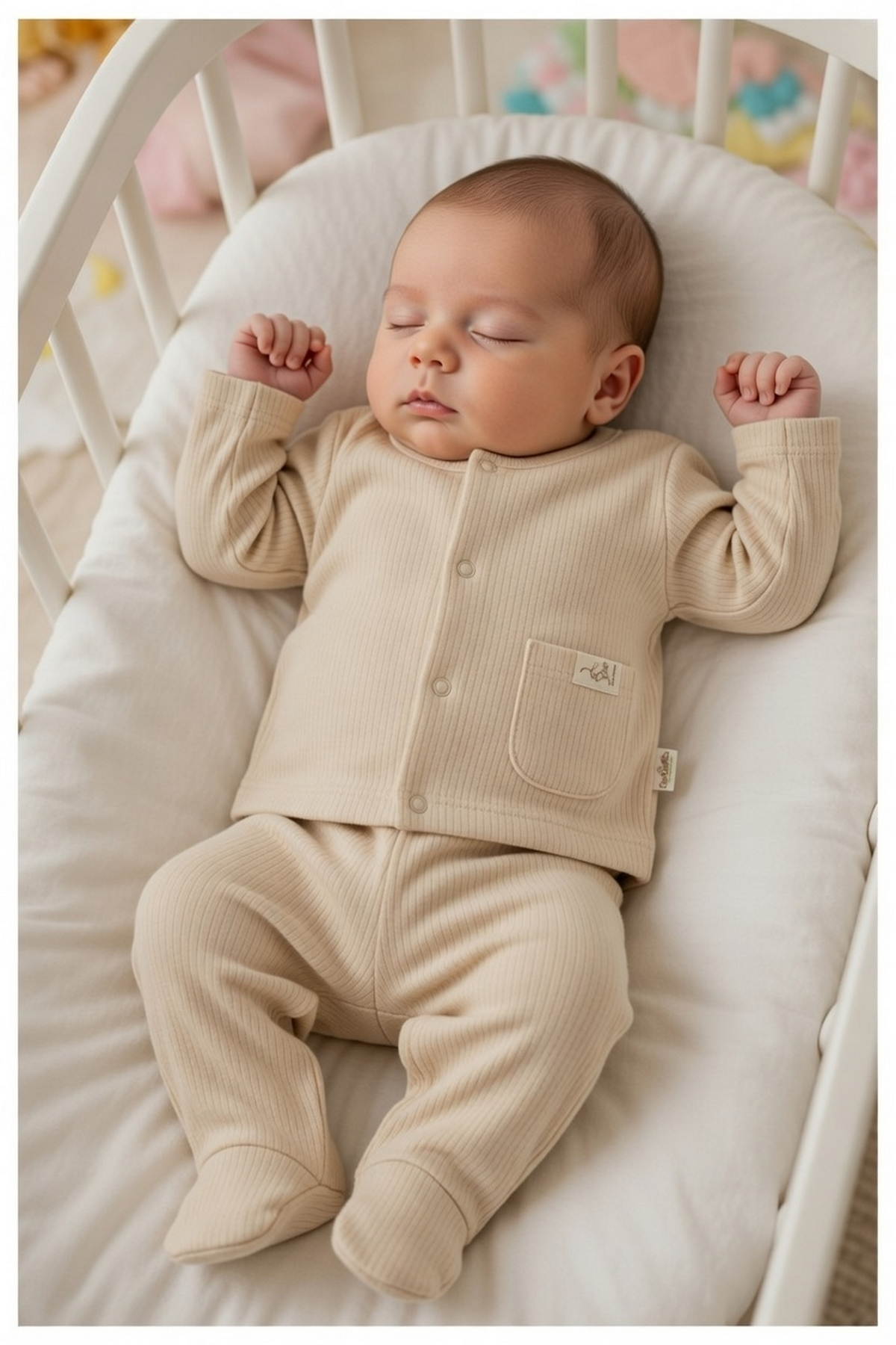 ORGANİK RAPORLU İNTERLOK PATİKLİ PİJAMA TAKIMI 2Lİ (ORGANIC BE NATURE) BEJ