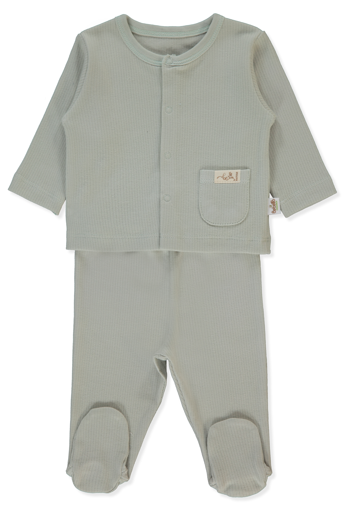 ORGANİK RAPORLU İNTERLOK PATİKLİ PİJAMA TAKIMI 2Lİ (ORGANIC BE NATURE) MİNT