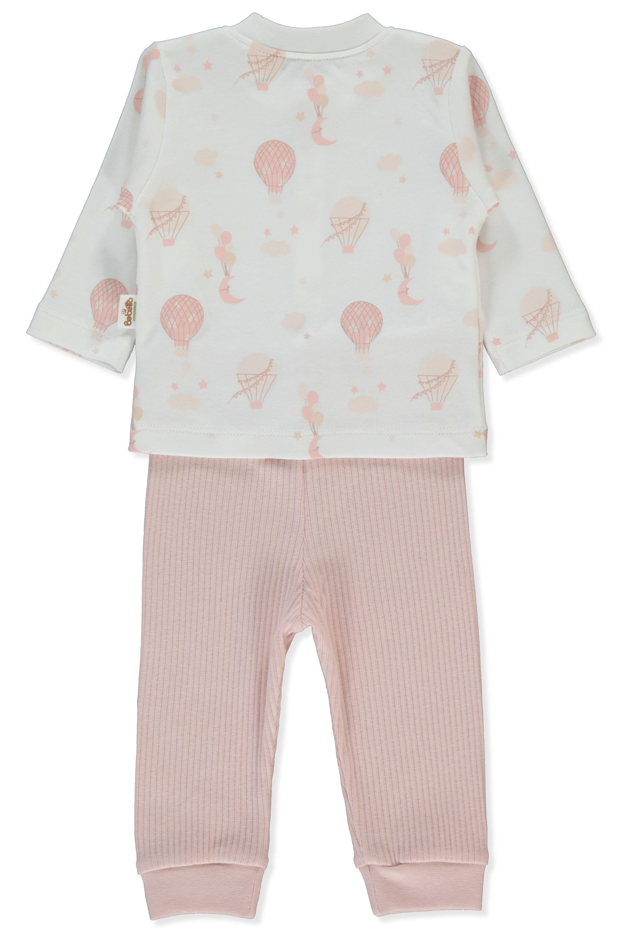 ORGANİK RAPORLU KAŞKORSE PATİKSİZ PİJAMA TAKIMI 2Lİ (ORGANIC BORN WITH LOVE) GÜL KURUSU