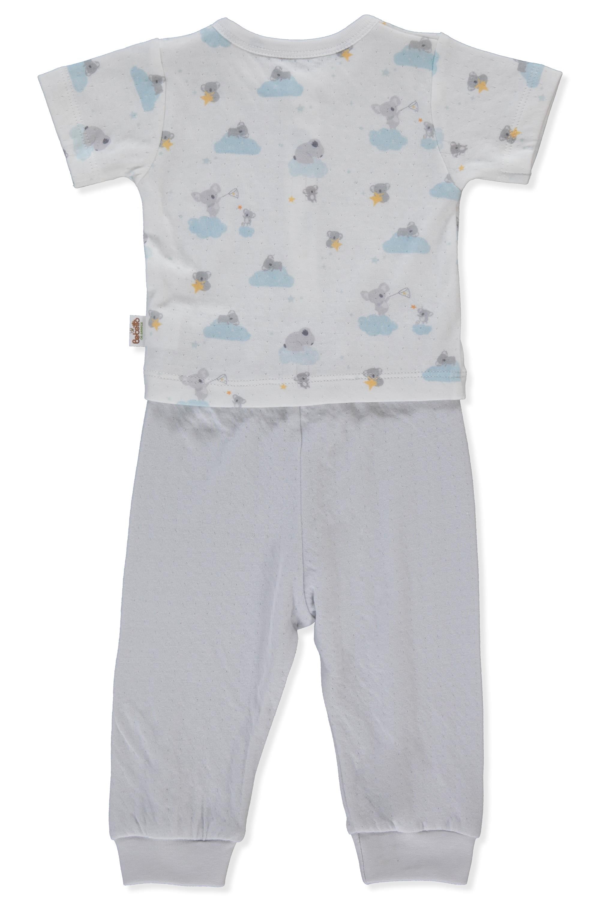 ORGANİK SÜPREM DOUBLE PATİKSİZ MİNİ PİJAMA TAKIMI 2Lİ (ORGANIC STARS AND KOALAS) GRİ