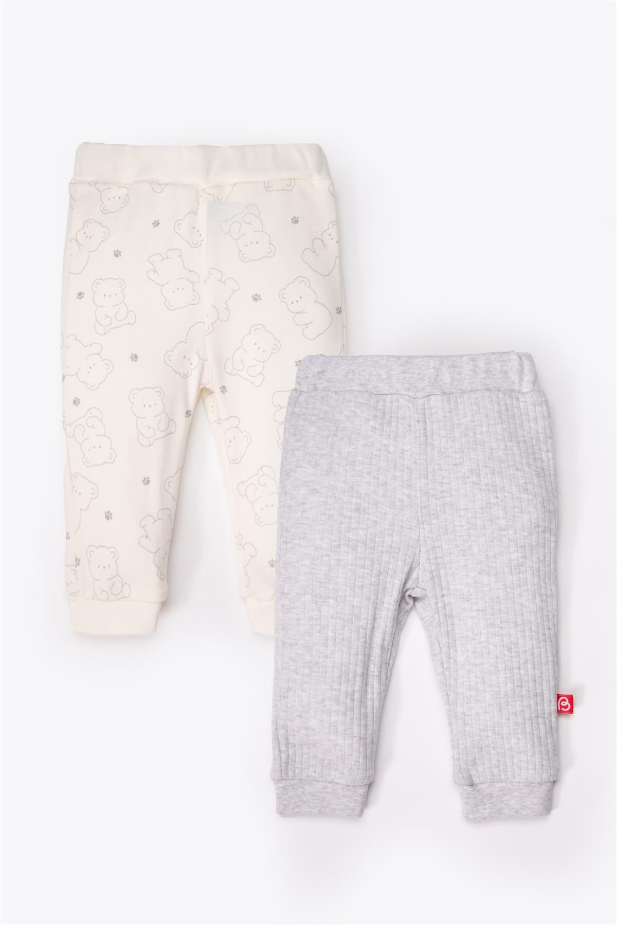 PATİKSİZ PANTOLON 2Lİ (CUTE BEAR) GRİ MELANJ