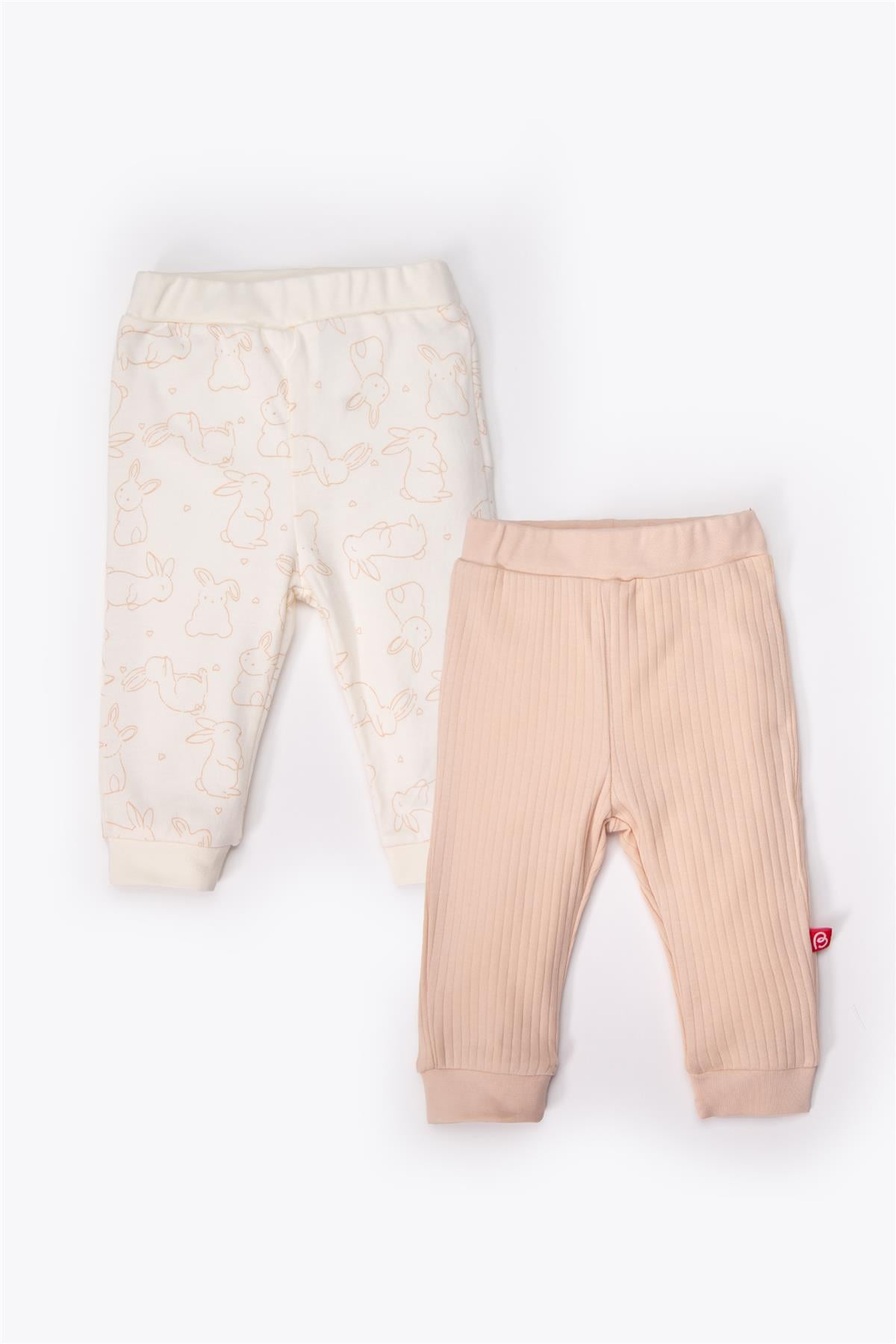 PATİKSİZ PANTOLON 2Lİ (CUTE BUNNY) BEJ