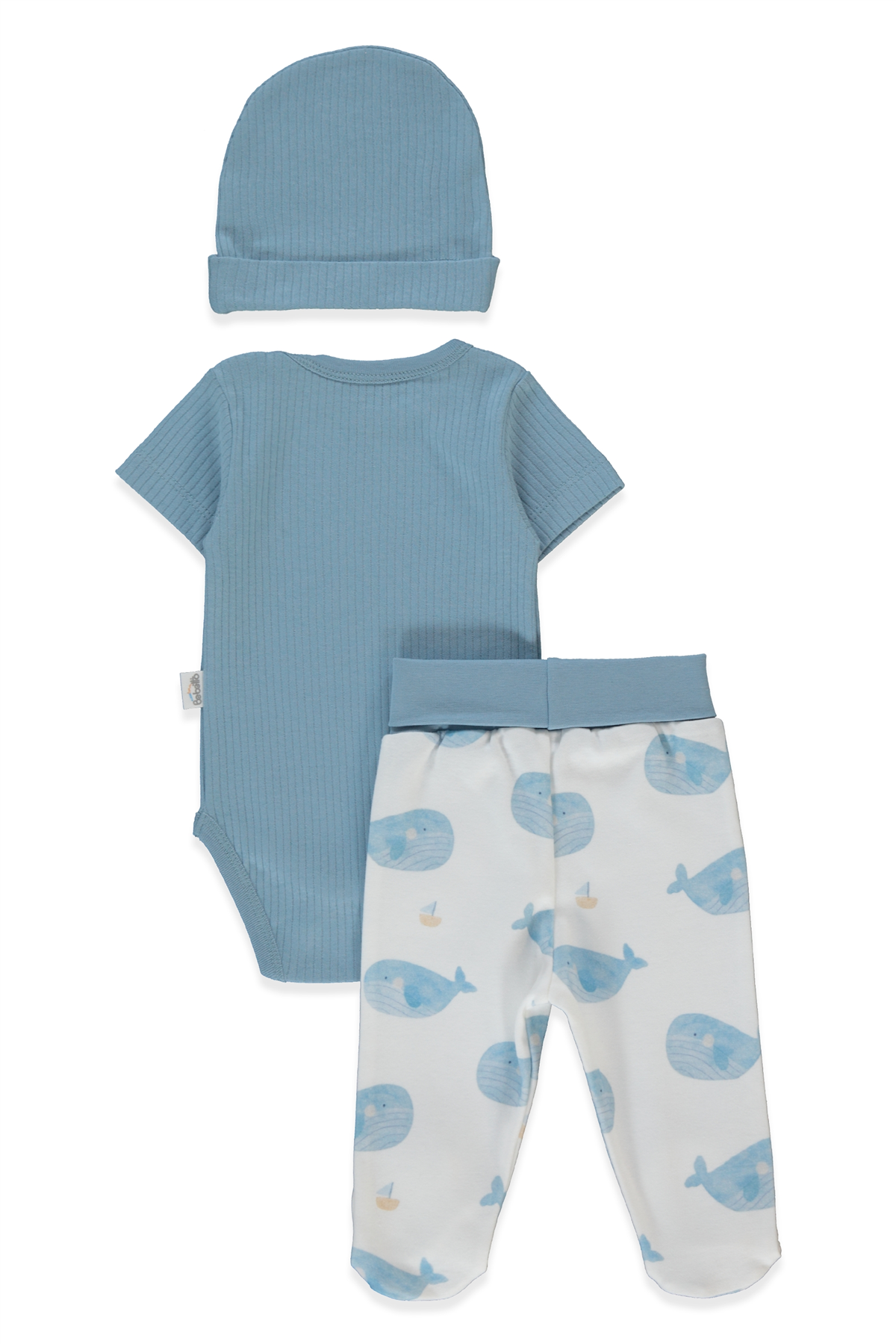 RAPORLU İNTERLOK BODY SET 3LÜ (SAIL AWAY) İNDİGO