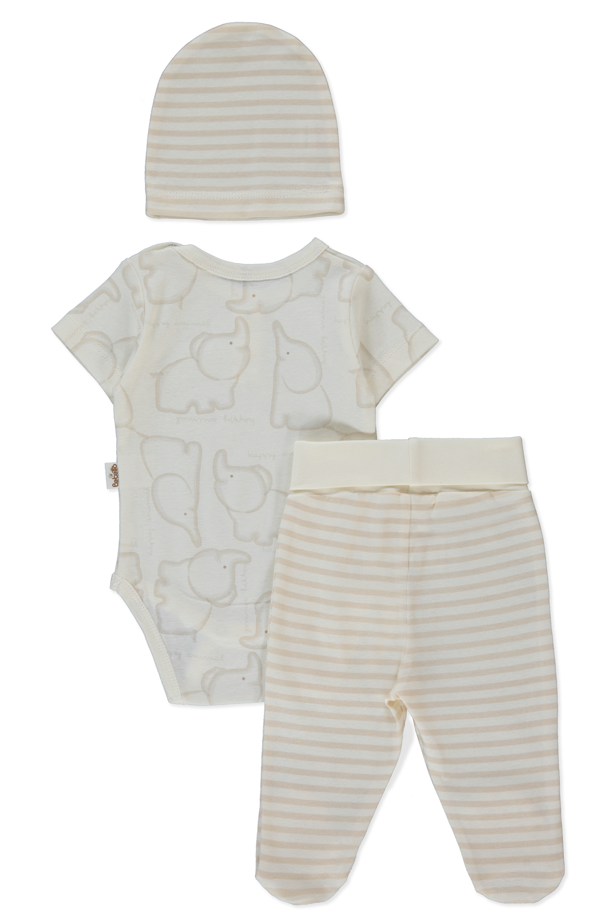 RİBANA BODY SET 3LÜ (HAPPY ANIMAL) BEJ