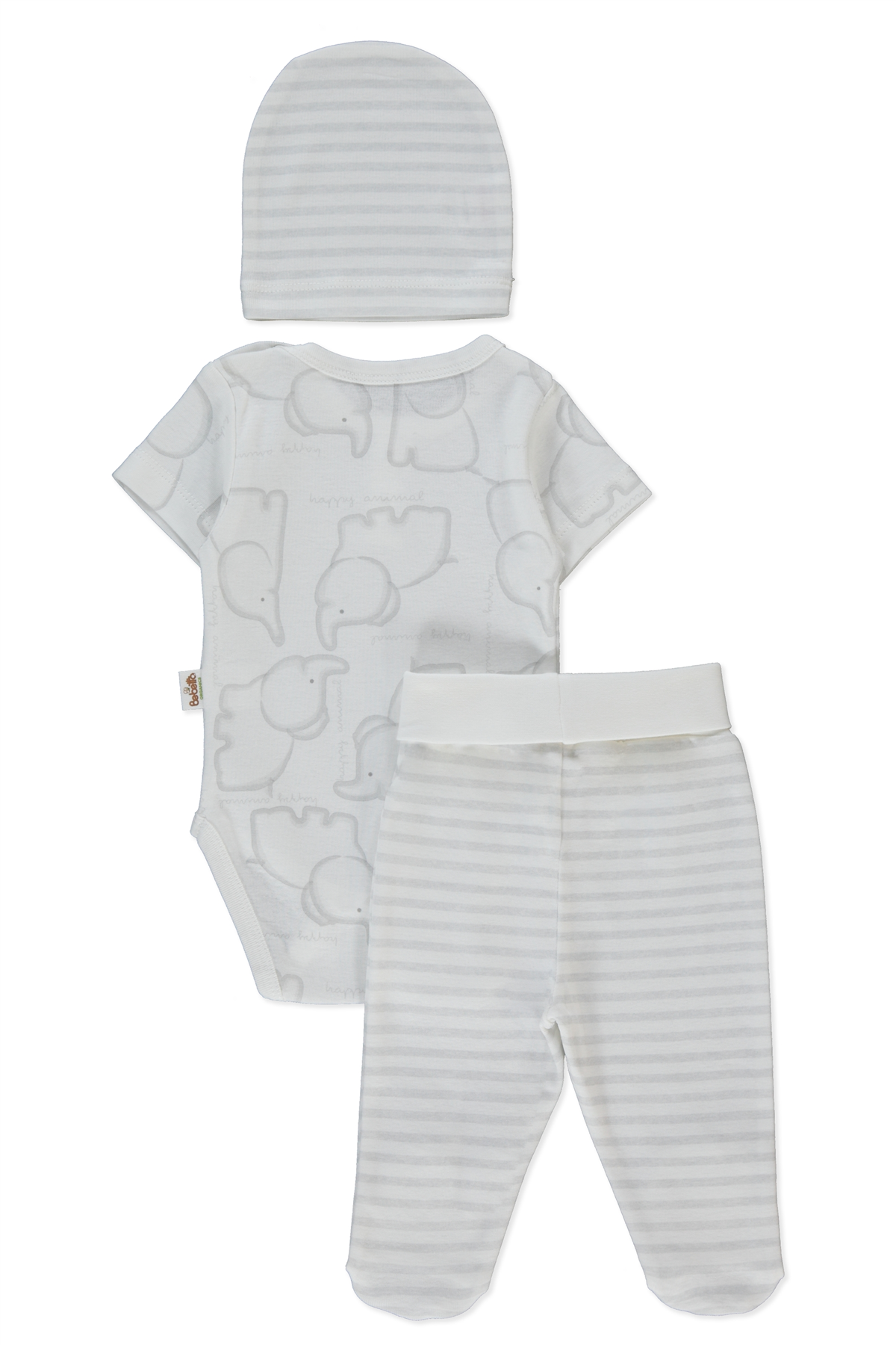 RİBANA BODY SET 3LÜ (HAPPY ANIMAL) GRİ MELANJ