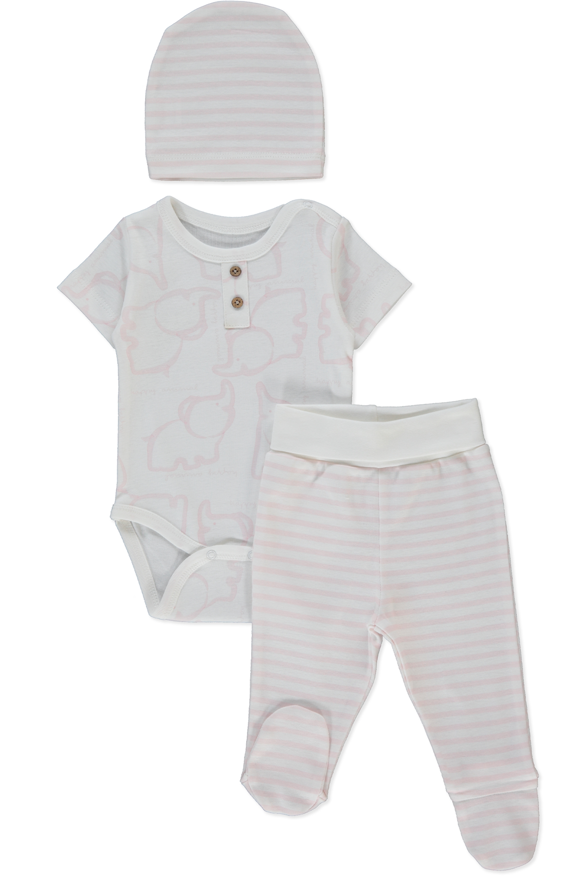 RİBANA BODY SET 3LÜ (HAPPY ANIMAL) PEMBE