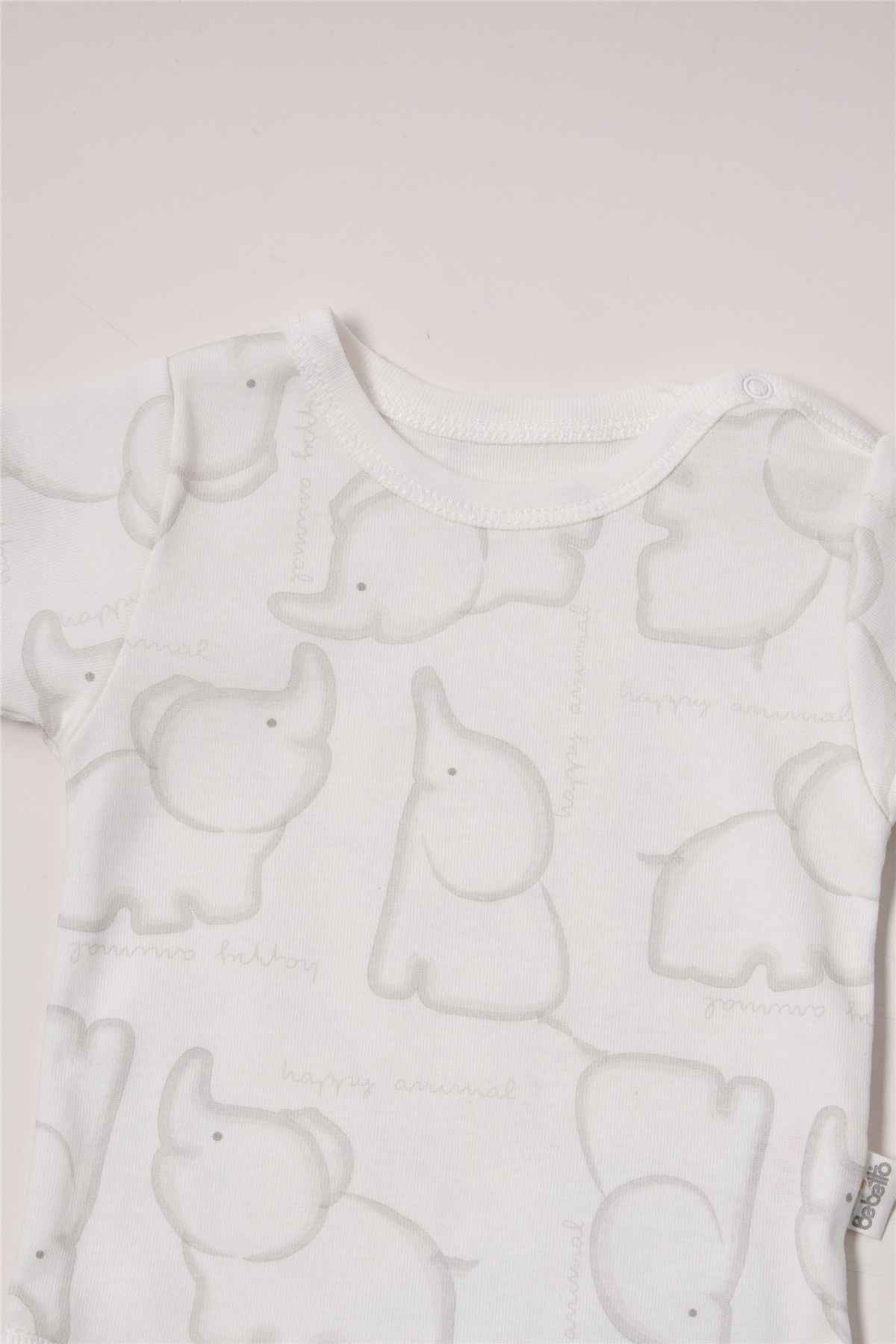 RİBANA KISA KOLLU BODY AY (HAPPY ANIMAL) GRİ MELANJ